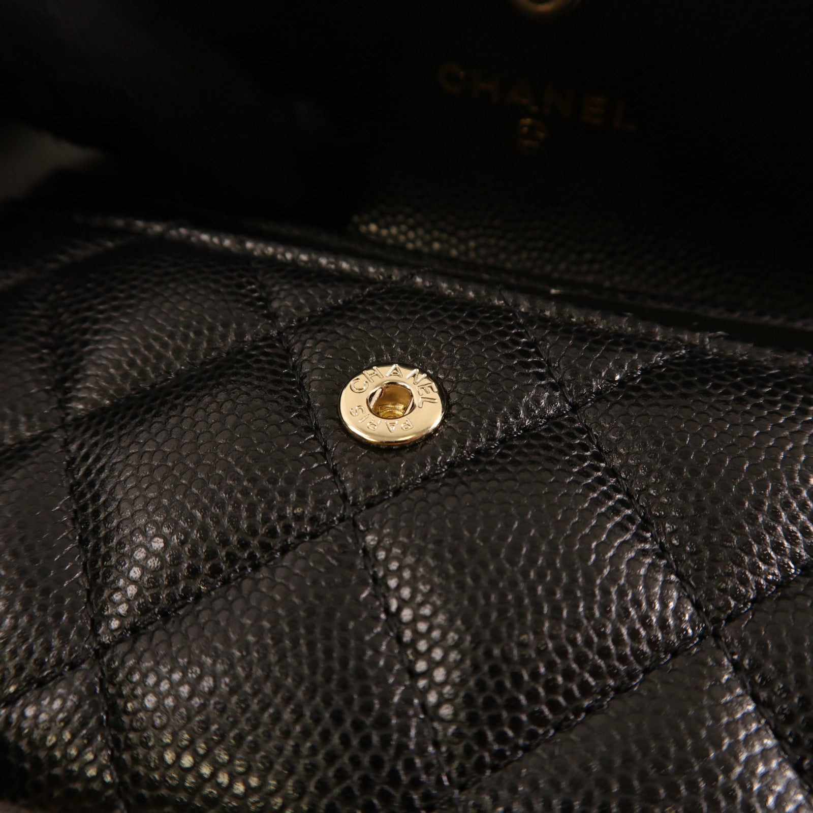 CHANEL 牛皮皮革Card Case銀扣卡片套黑色