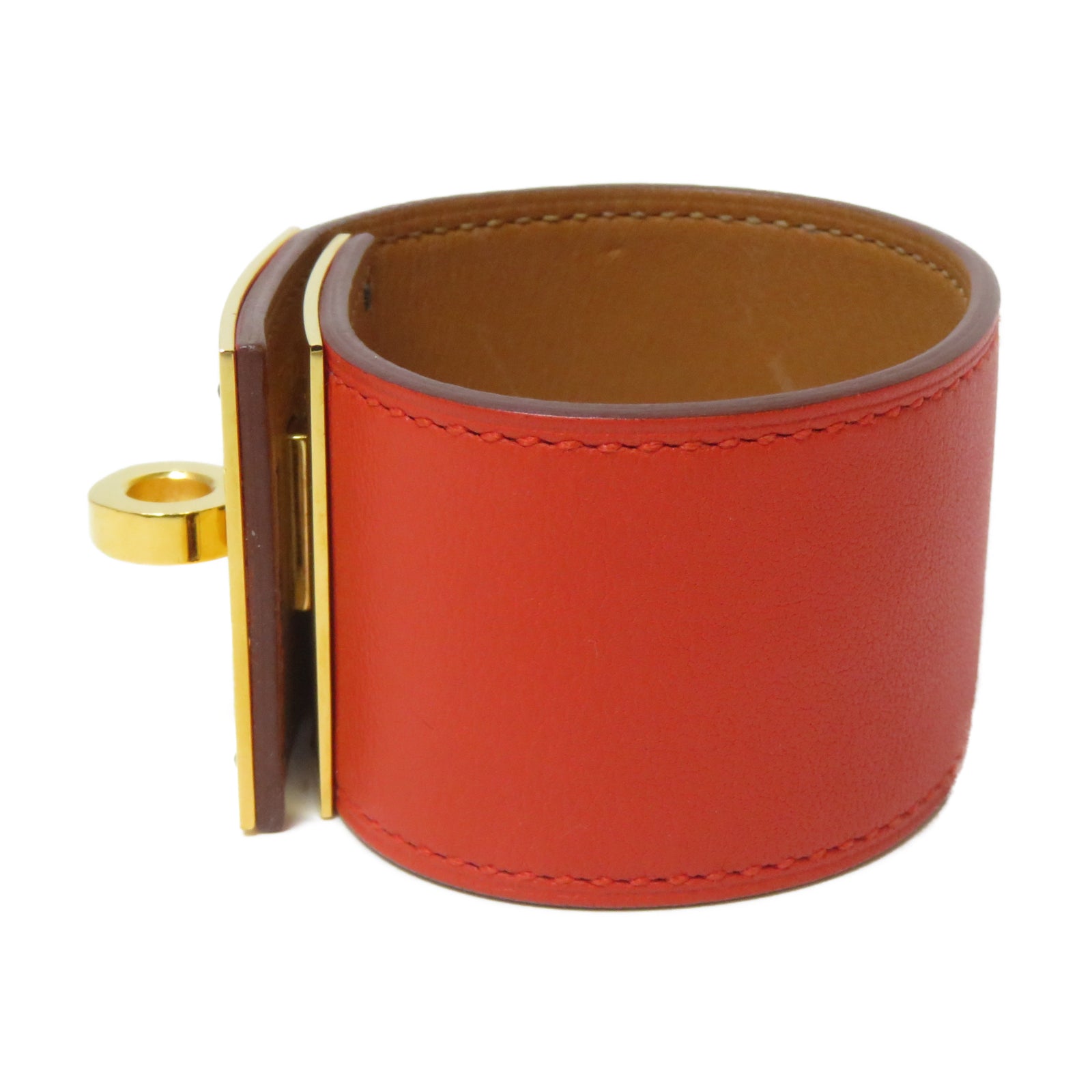 HERMES 【激減優惠】Swift皮革Kelly Dog Bracelet金扣手鐲橙色