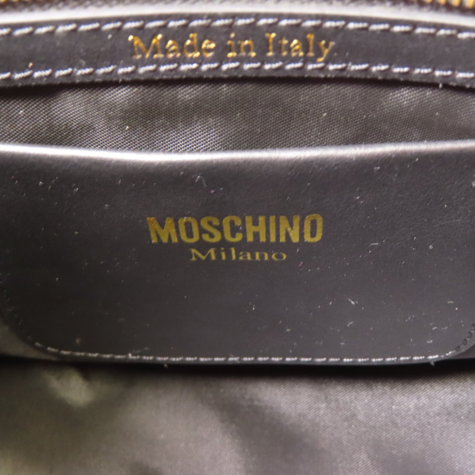 MOSCHINO Tote Bag Handbag 2 Way Shoulder Bag Calfskin Leather Red/White