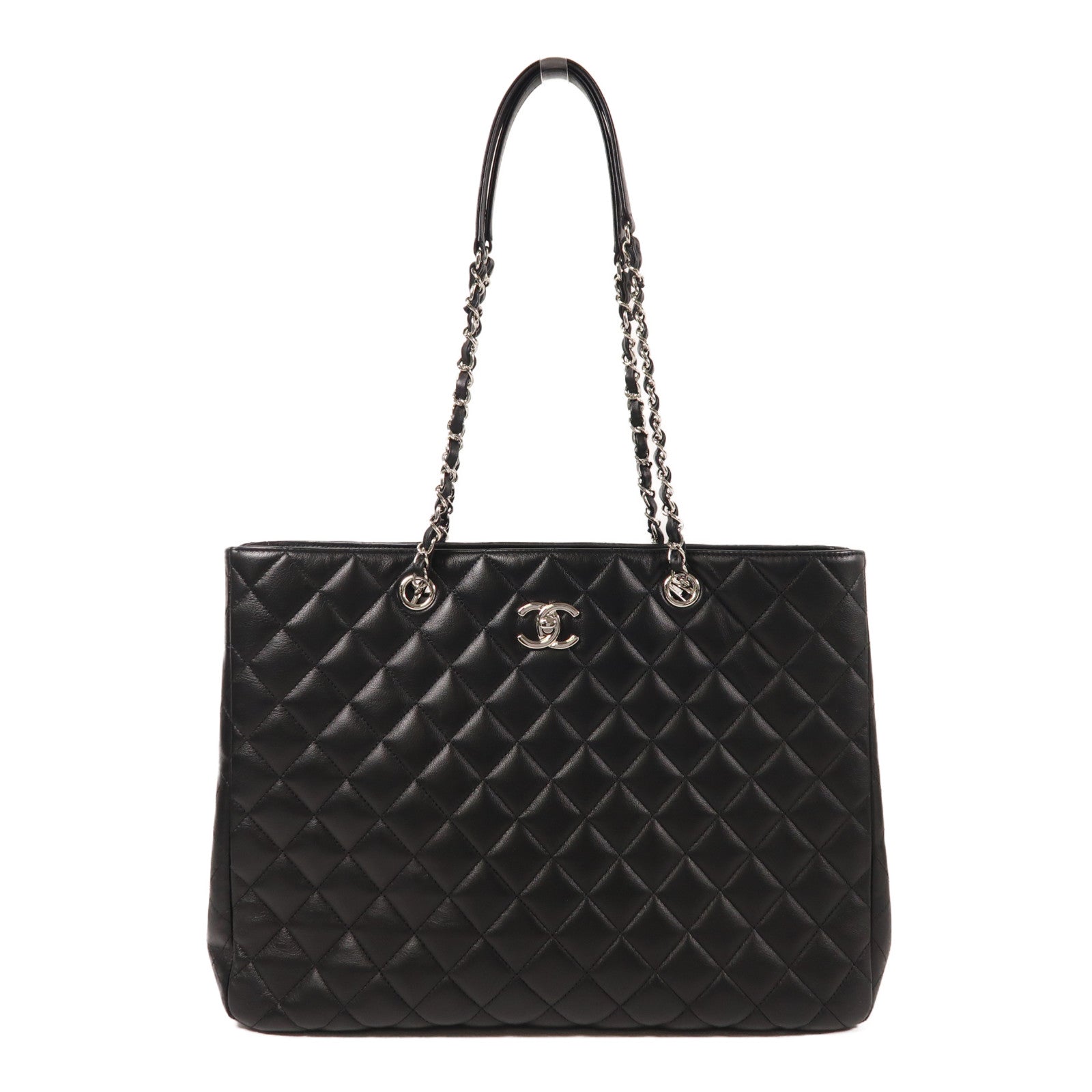 CHANEL 羊皮皮革Chain Shoulder銀扣鏈帶肩背袋