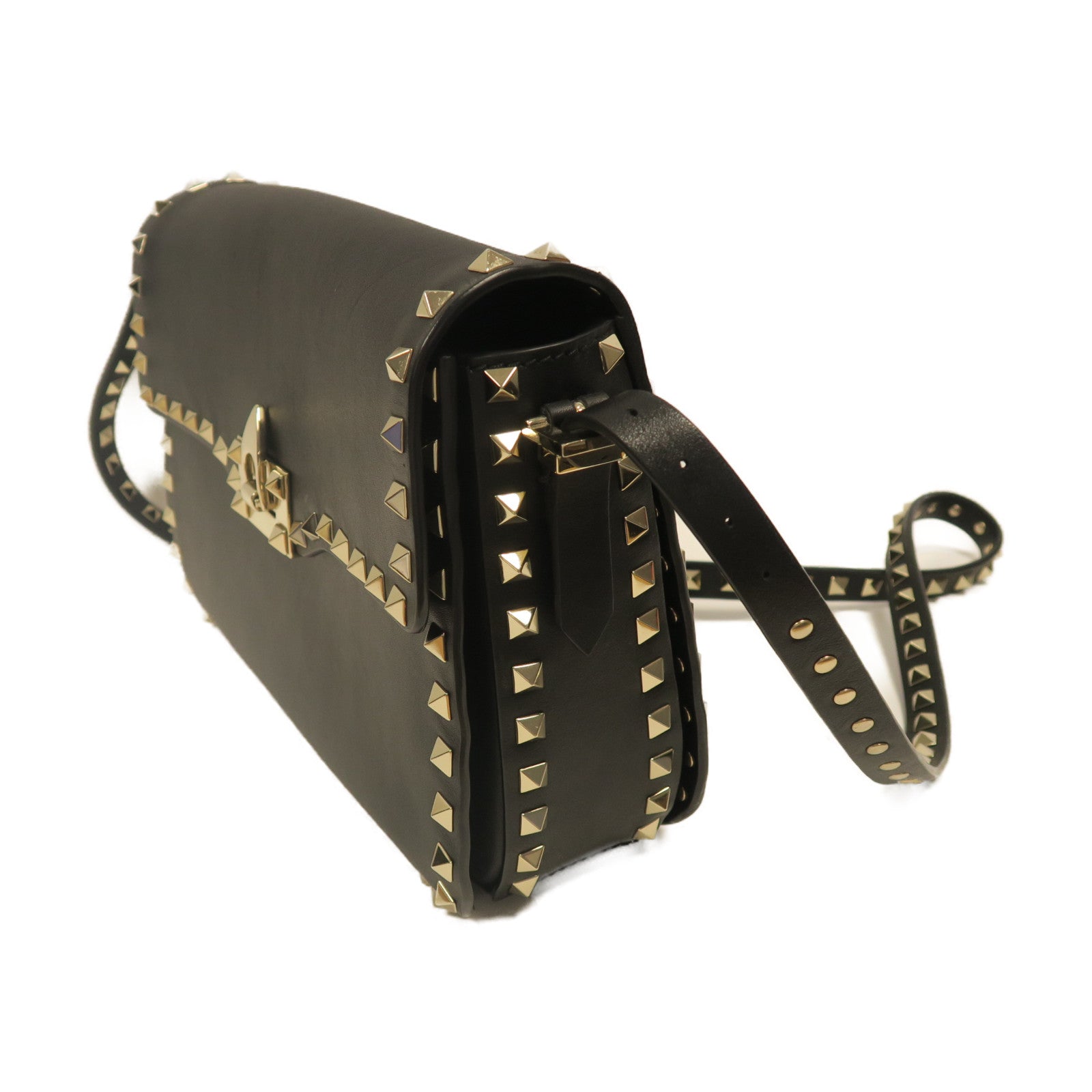 Valentino 【激減優惠】牛皮皮革Shoulder Bag金扣肩背袋黑色