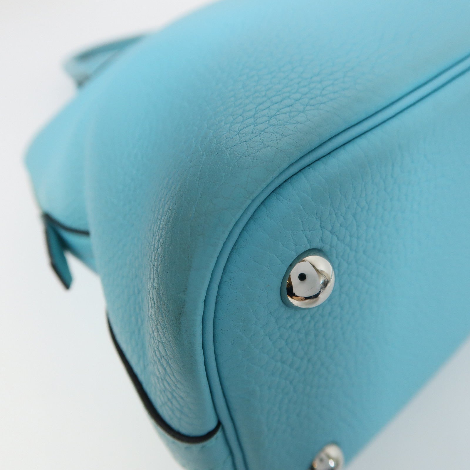HERMES PHW Bolide 31 2 Way Shoulder Bag Handbag Clemence Leather Bleu Atoll/Blue