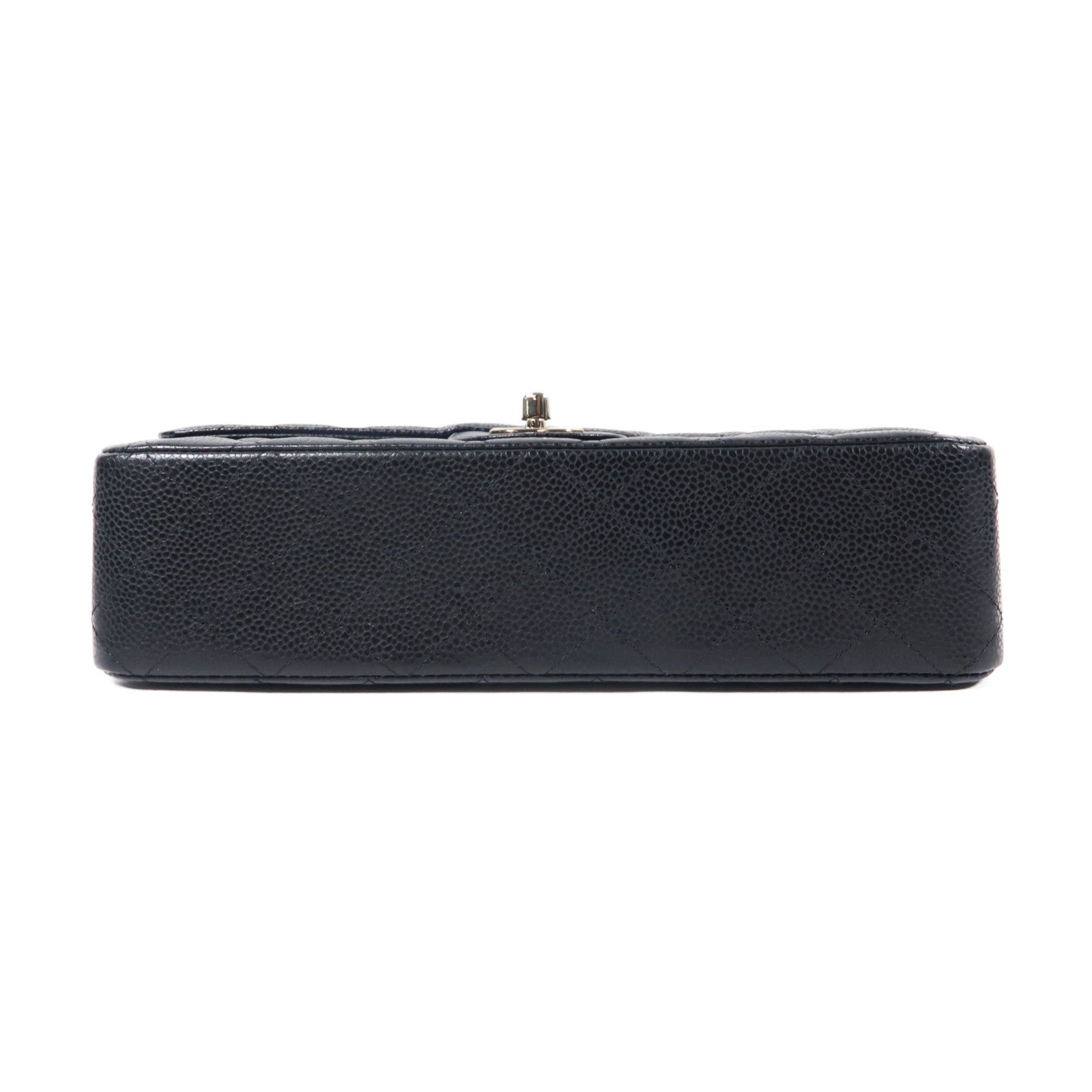 CHANEL 菱格Caviar皮革Classic Flap 25銀扣鏈帶肩背袋黑色