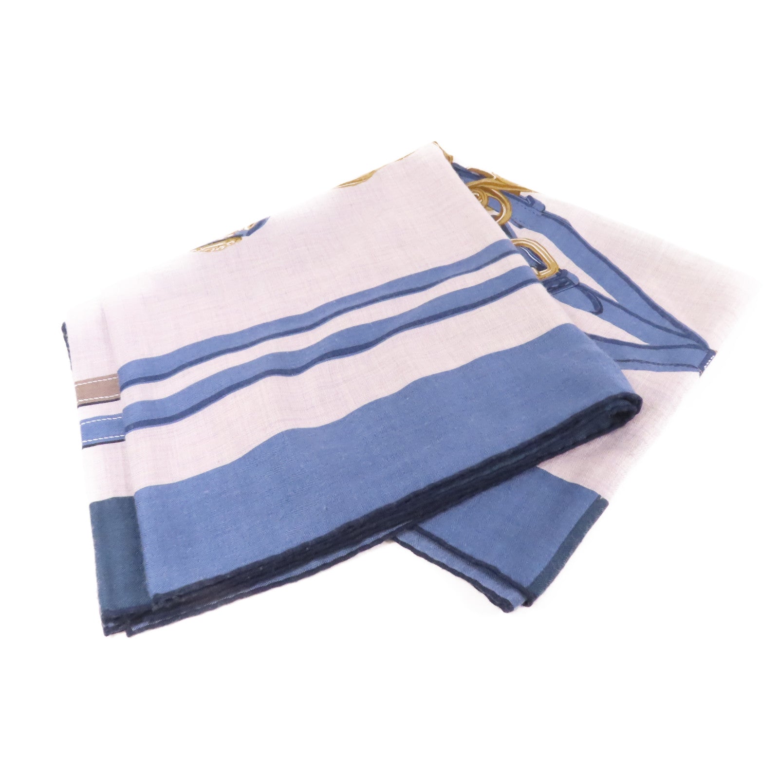 HERMES 絲質Scarf圍巾深藍色/灰色