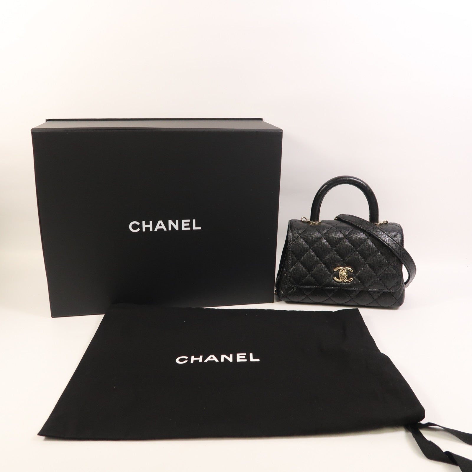CHANEL 牛皮皮革Mini Coco Handle金扣手挽肩背兩用袋