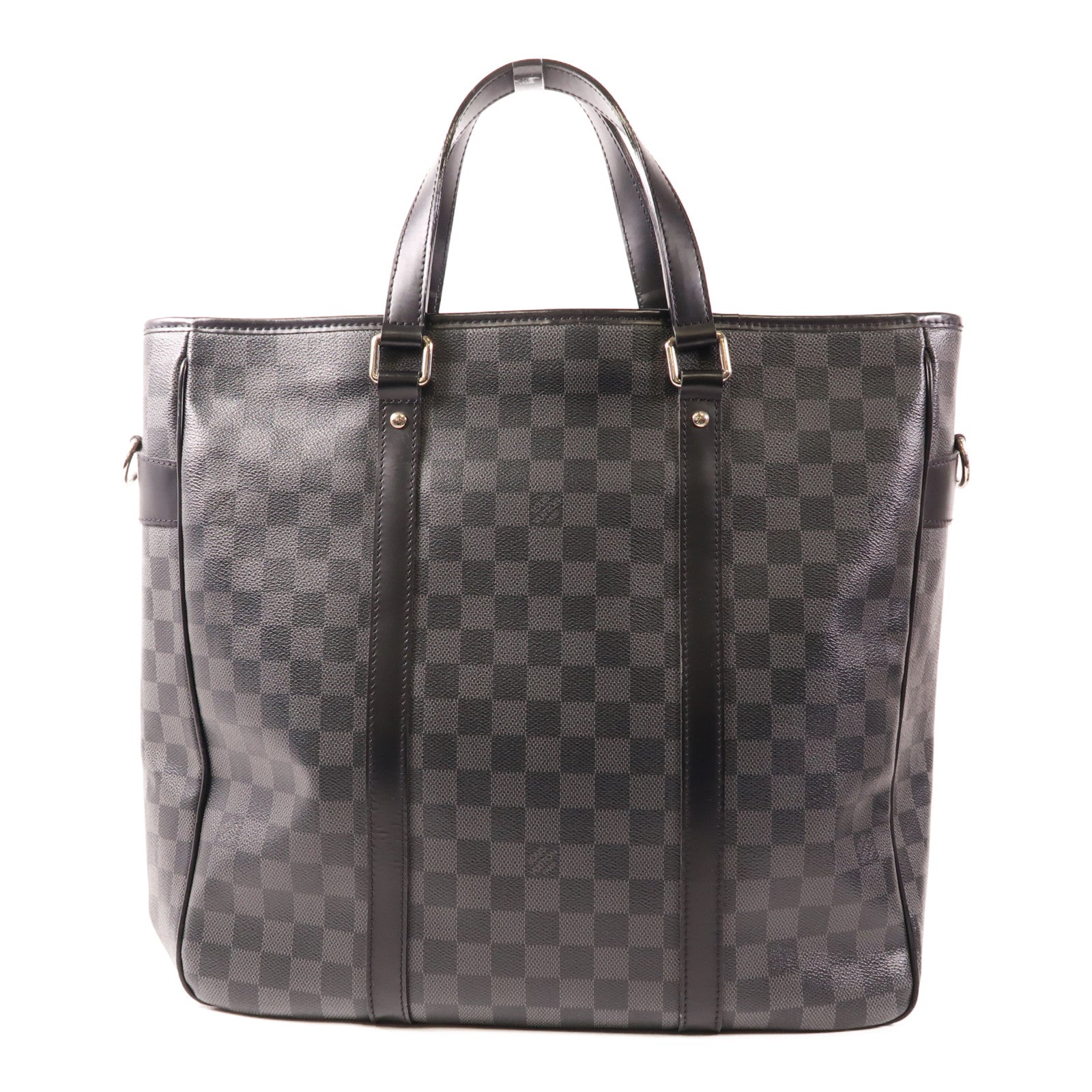LOUIS VUITTON Damier Graphite Tadao MM銀扣手挽肩背兩用袋