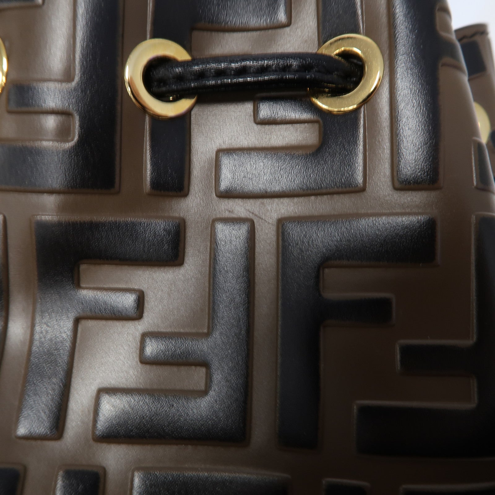 FENDI 牛皮皮革Mon Tresor金扣手挽肩背兩用袋啡色