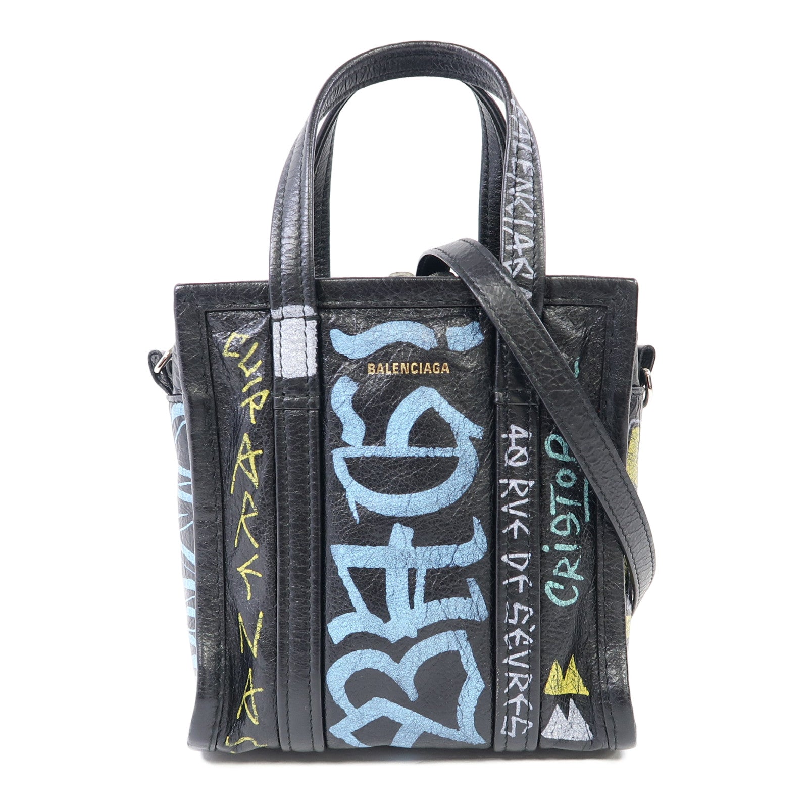 BALENCIAGA 牛皮皮革Shoulder Bag銀扣手挽肩背兩用袋黑色