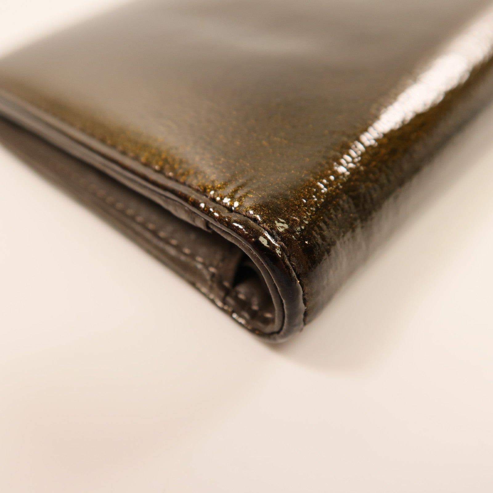 CHANEL 漆皮皮革Wallet銀扣錢包啡色