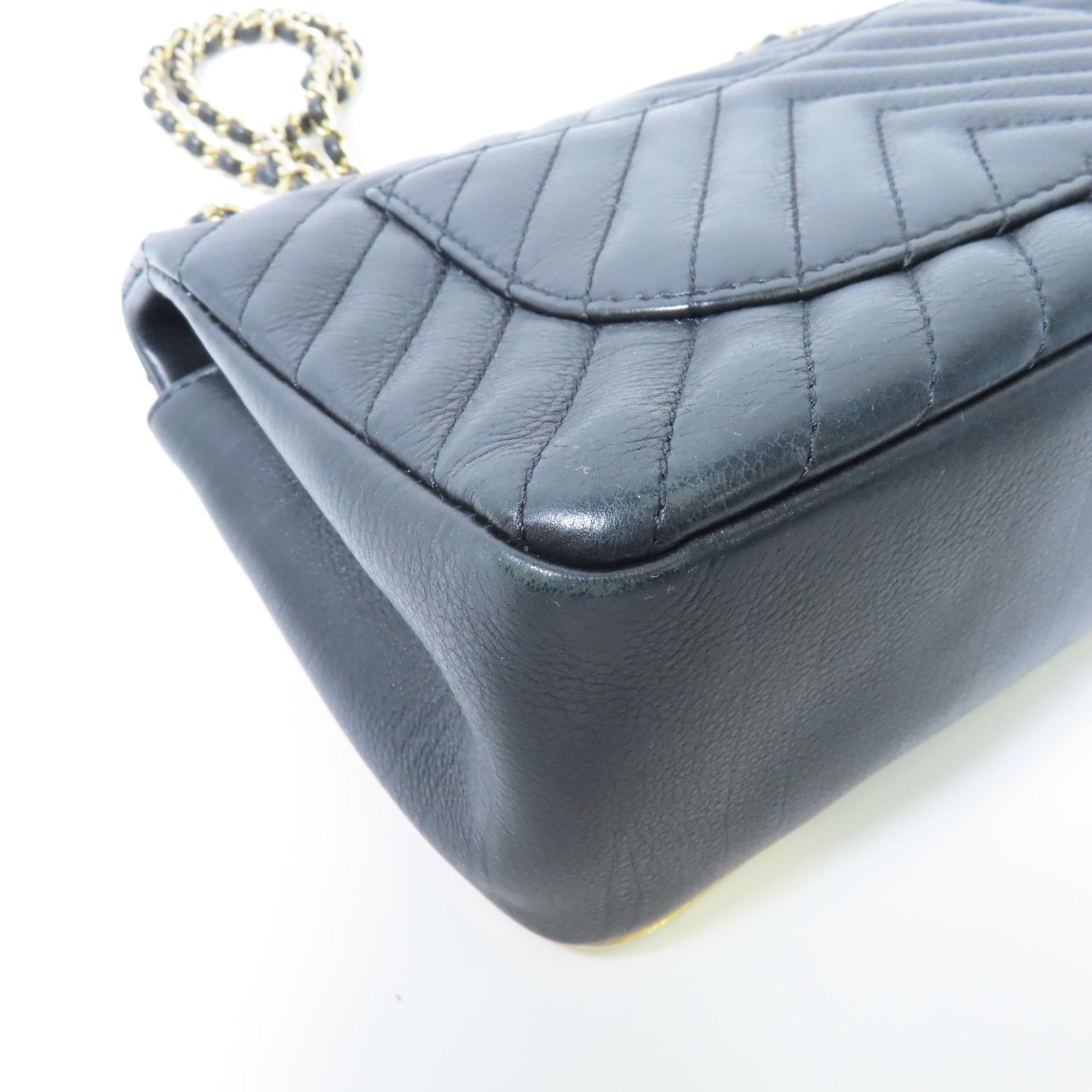 CHANEL 【激減優惠】斜紋羊皮皮革Rock the Corner Flap金扣鏈帶肩背袋黑色