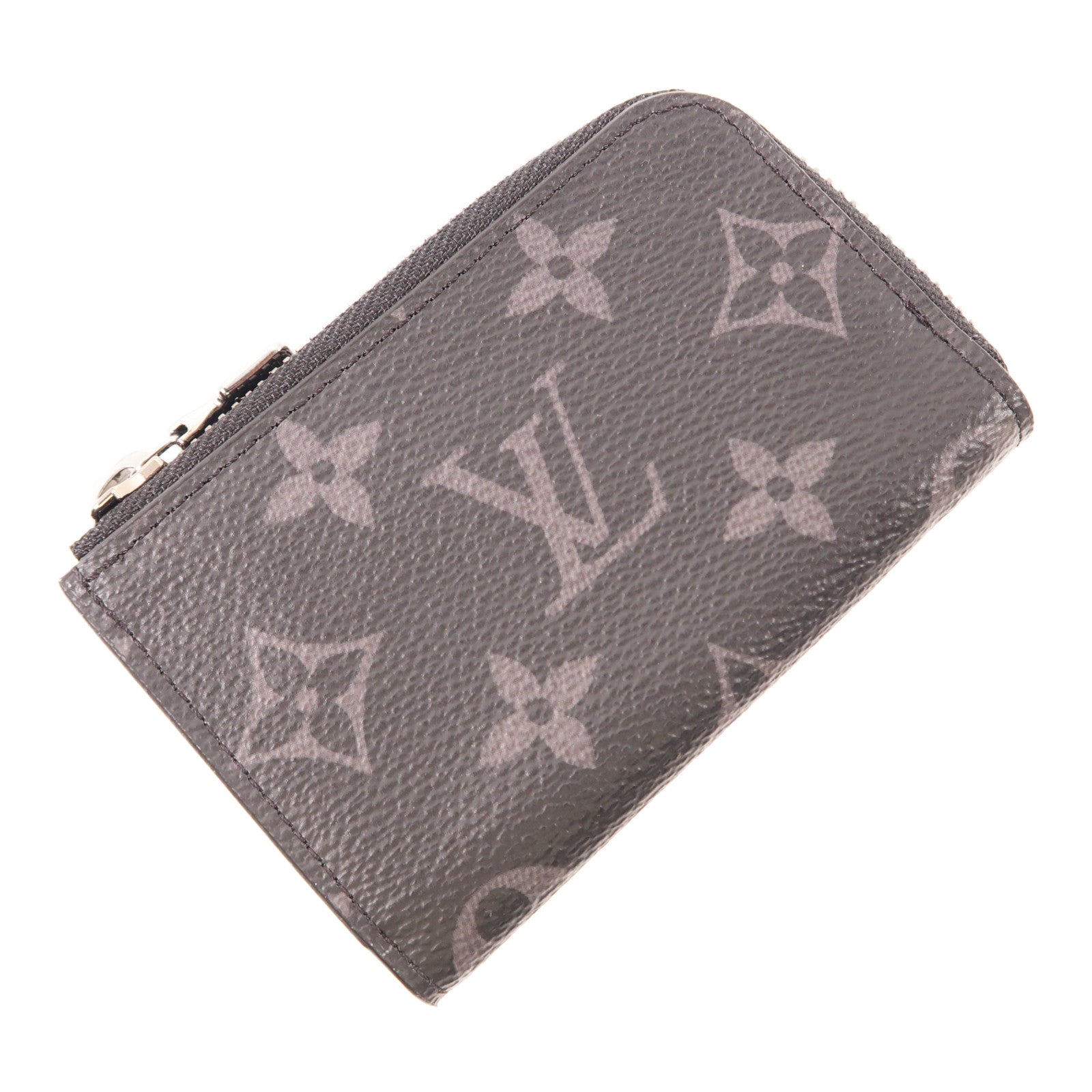 LOUIS VUITTON Monogram Eclipse Porte Monnaie Jour銀扣零錢包黑色