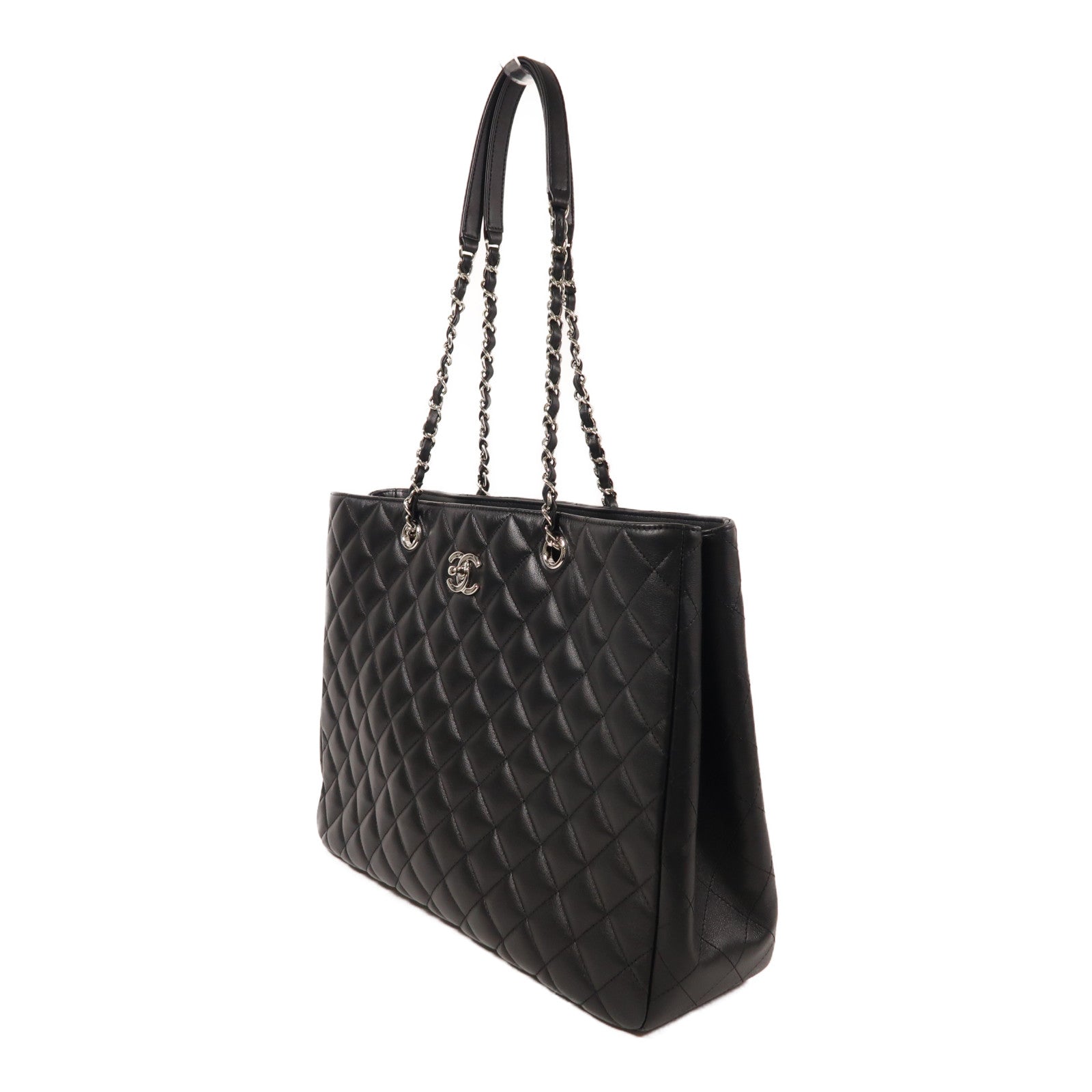 CHANEL 羊皮皮革Chain Shoulder銀扣鏈帶肩背袋