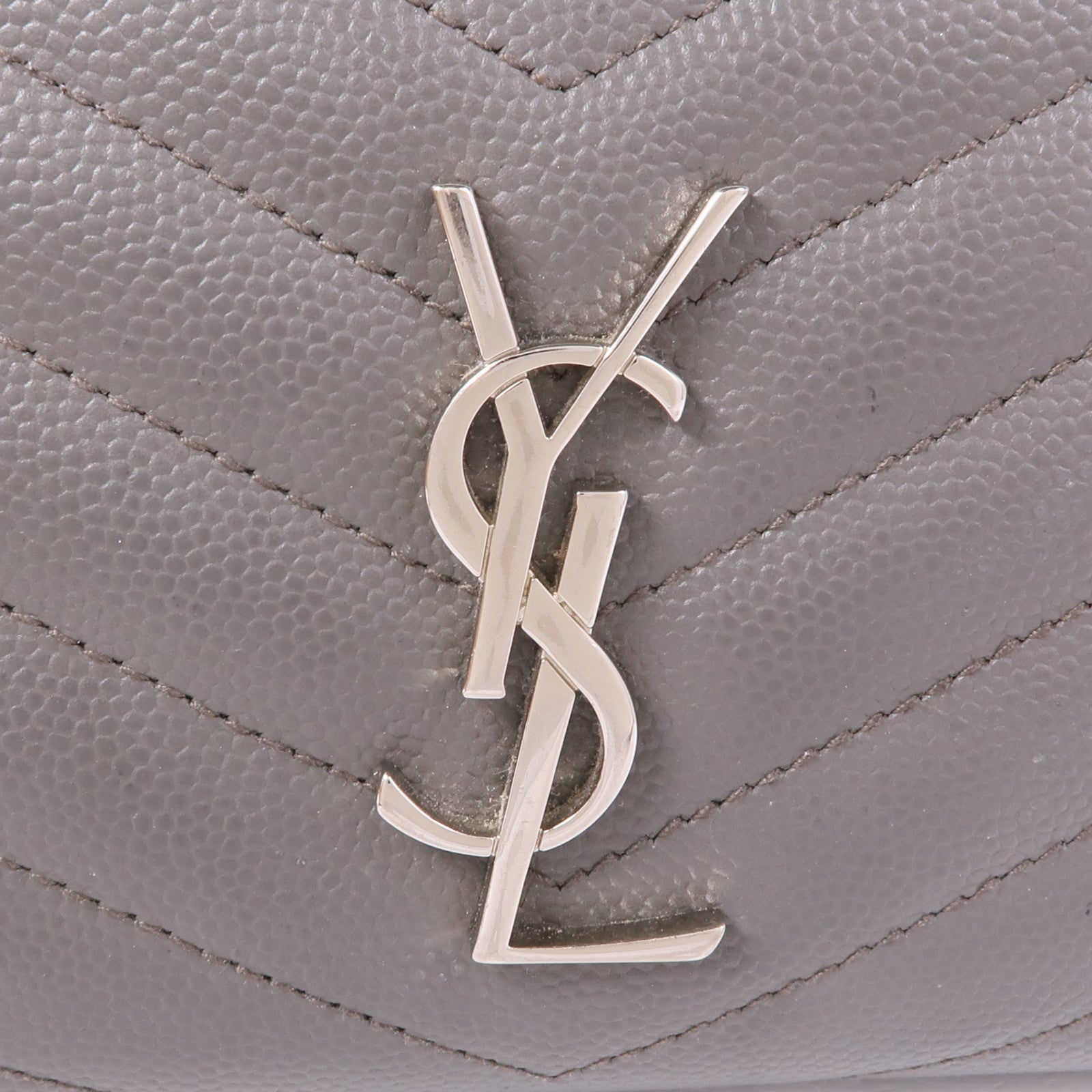 YVES SAINT LAURENT YSL Wallet Calfskin Leather Grey
