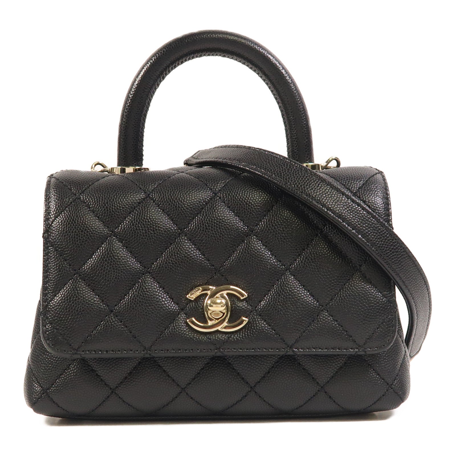 CHANEL 牛皮皮革Mini Coco Handle金扣手挽肩背兩用袋