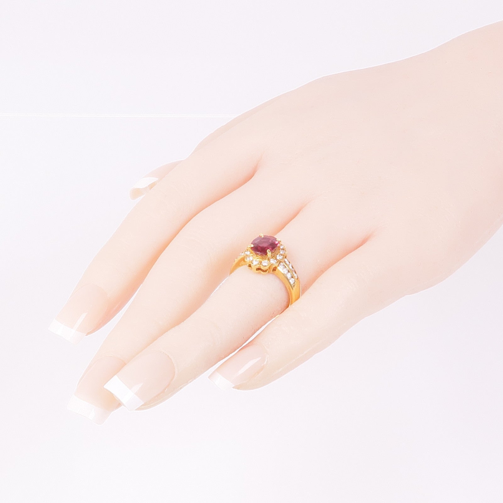 JEWELRY 18K黃金Ruby Diamond Ring紅寶石/鑽石戒指US#5.75