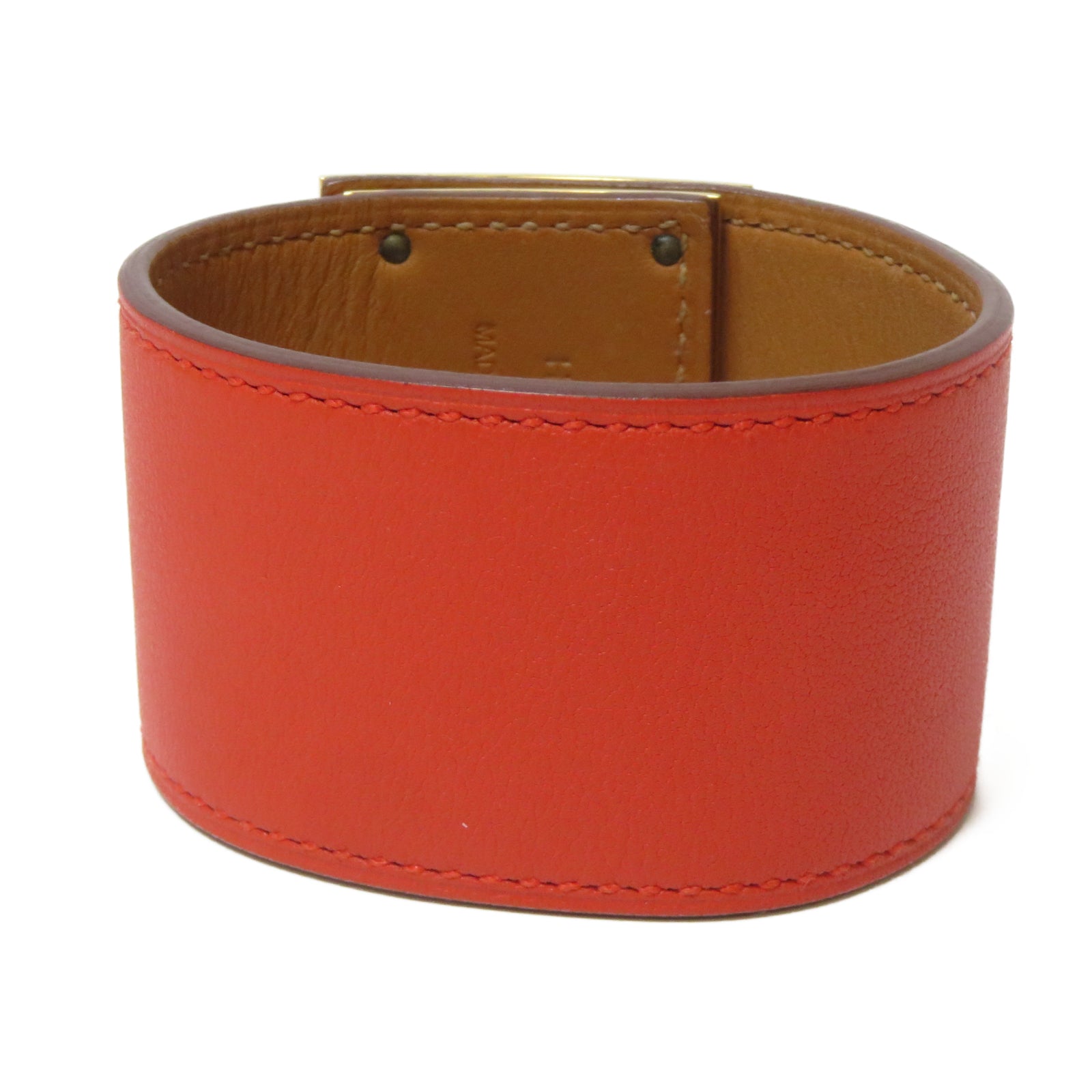 HERMES 【激減優惠】Swift皮革Kelly Dog Bracelet金扣手鐲橙色