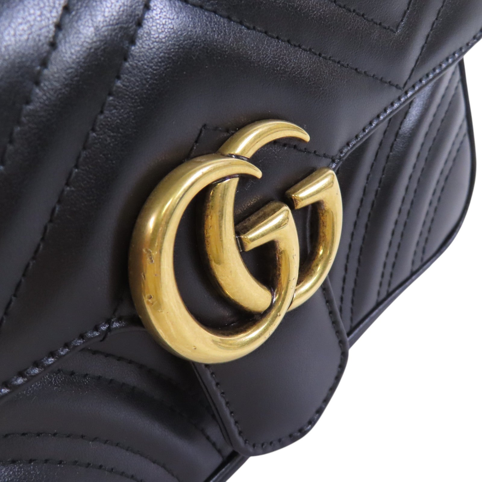 GUCCI 牛皮皮革GG Marmont金扣鏈帶肩背袋