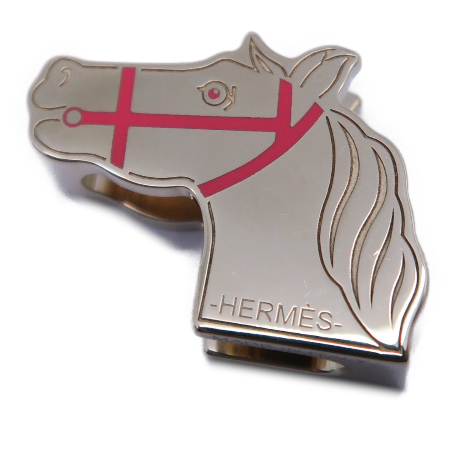 HERMES 【激減優惠】金屬Quadrige Twilly Ring絲巾扣紅色/金色