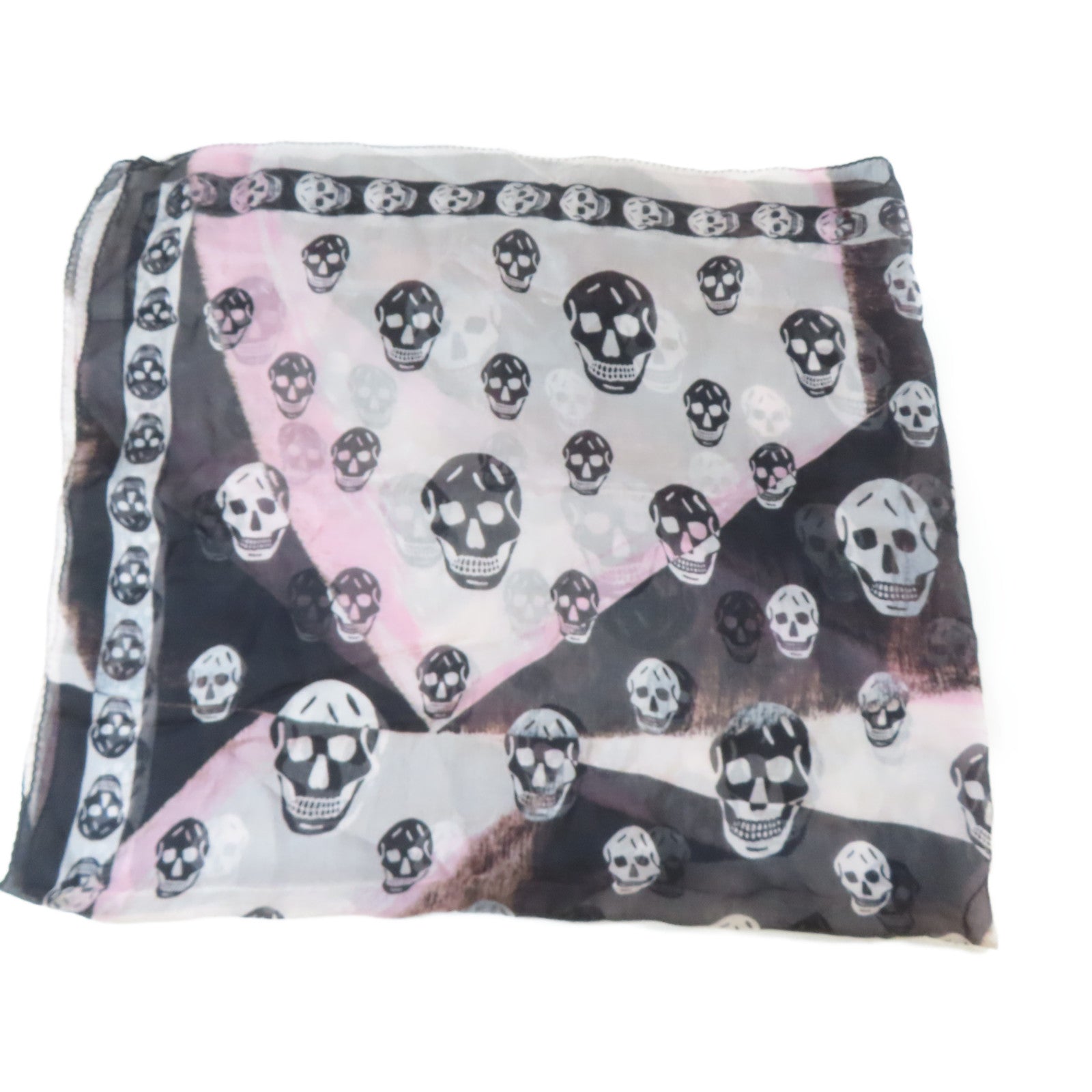 Alexander McQueen 絲質Alexander McQueen圍巾黑色/白色