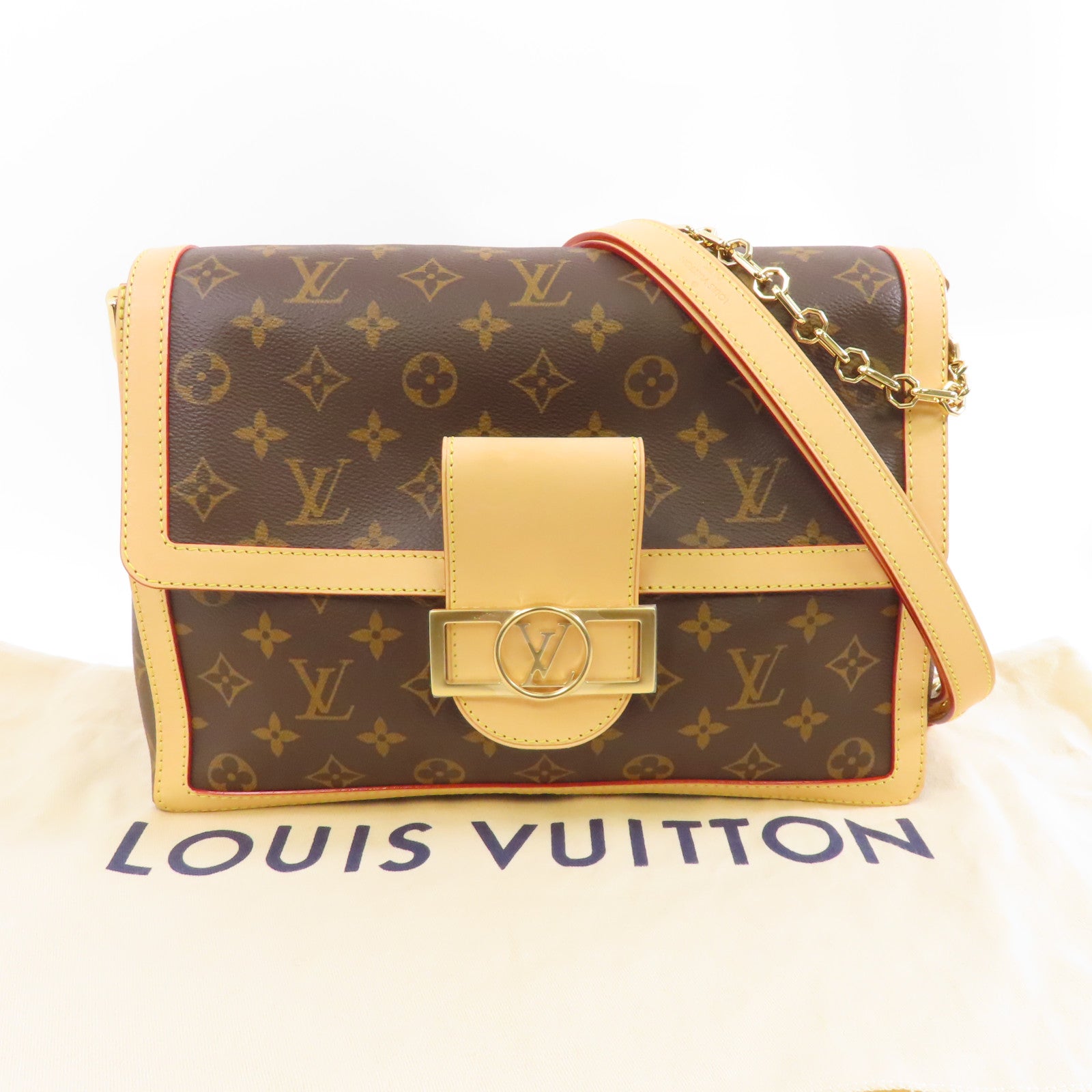 LOUIS VUITTON 【激減優惠】Monogram Dauphine Soft GM金扣手挽肩背兩用袋棕色