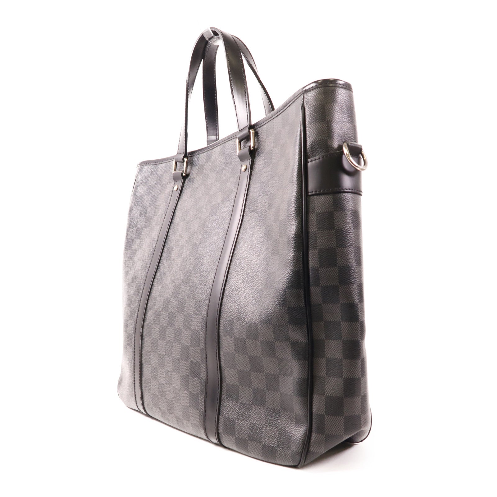 LOUIS VUITTON Damier Graphite Tadao MM銀扣手挽肩背兩用袋