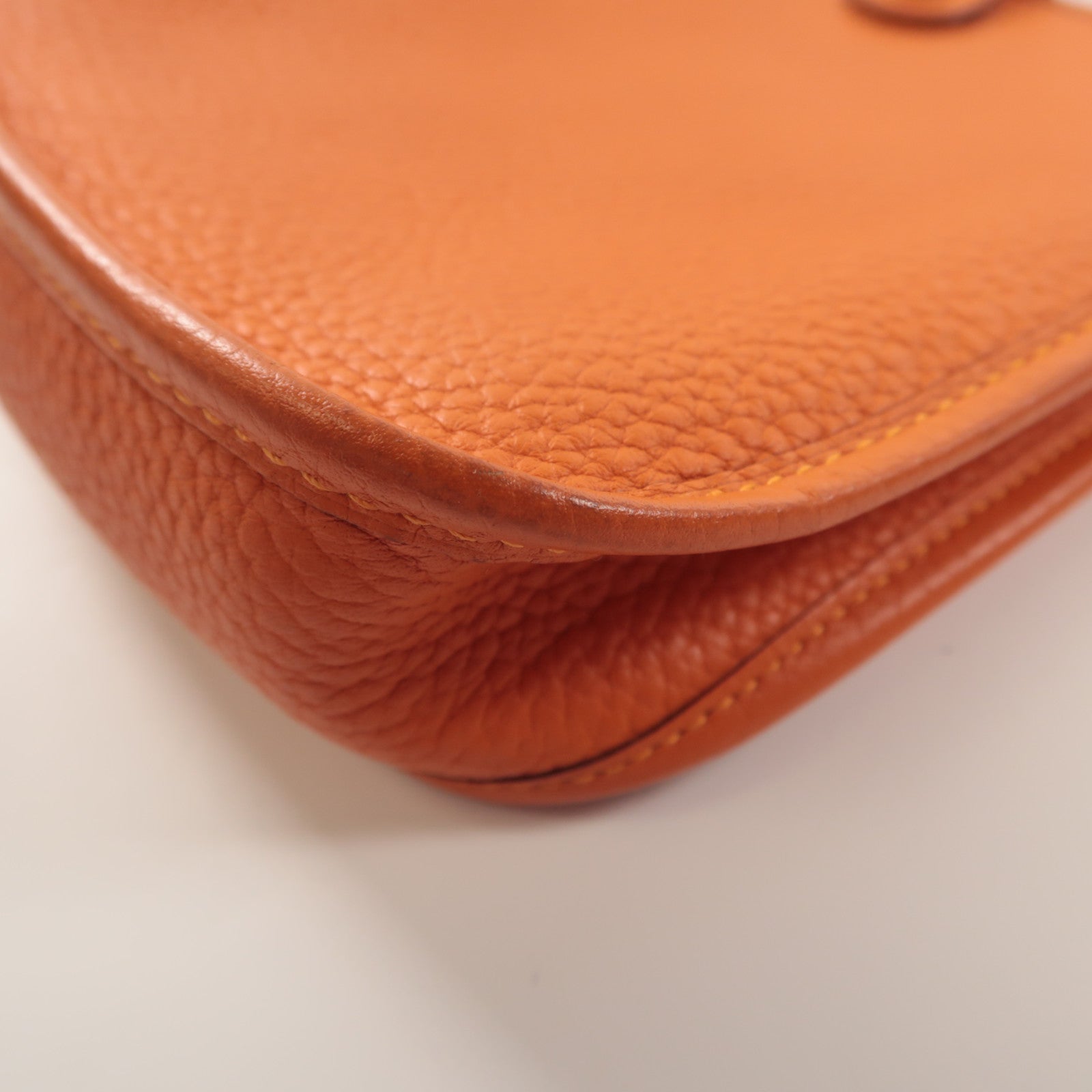HERMES Clemence皮革Evelyne TPM銀扣肩背袋橙色