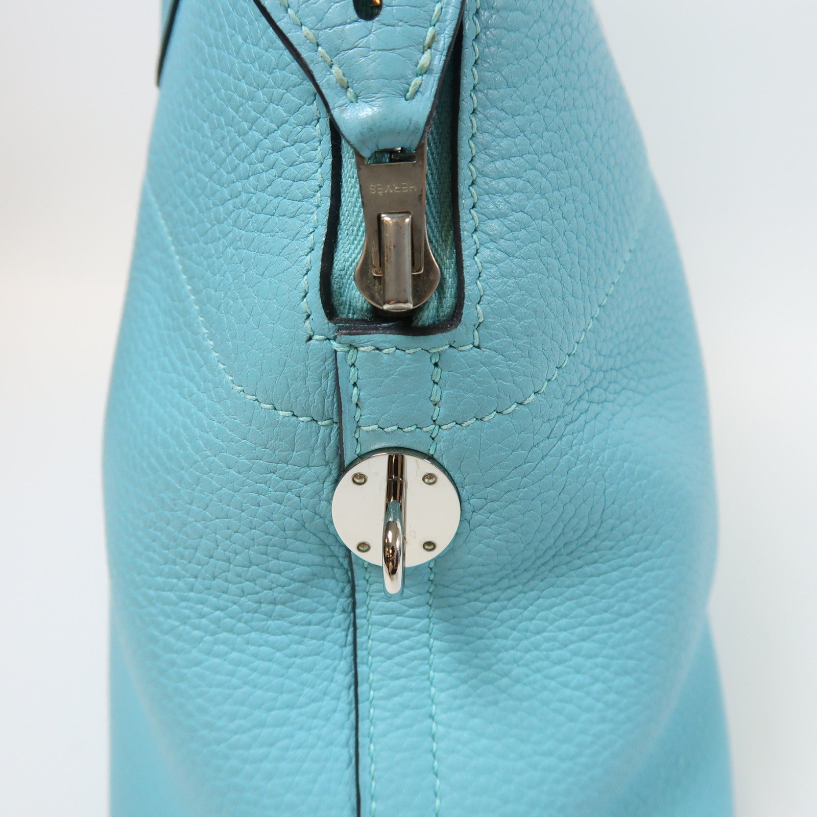 HERMES PHW Bolide 31 2 Way Shoulder Bag Handbag Clemence Leather Bleu Atoll/Blue