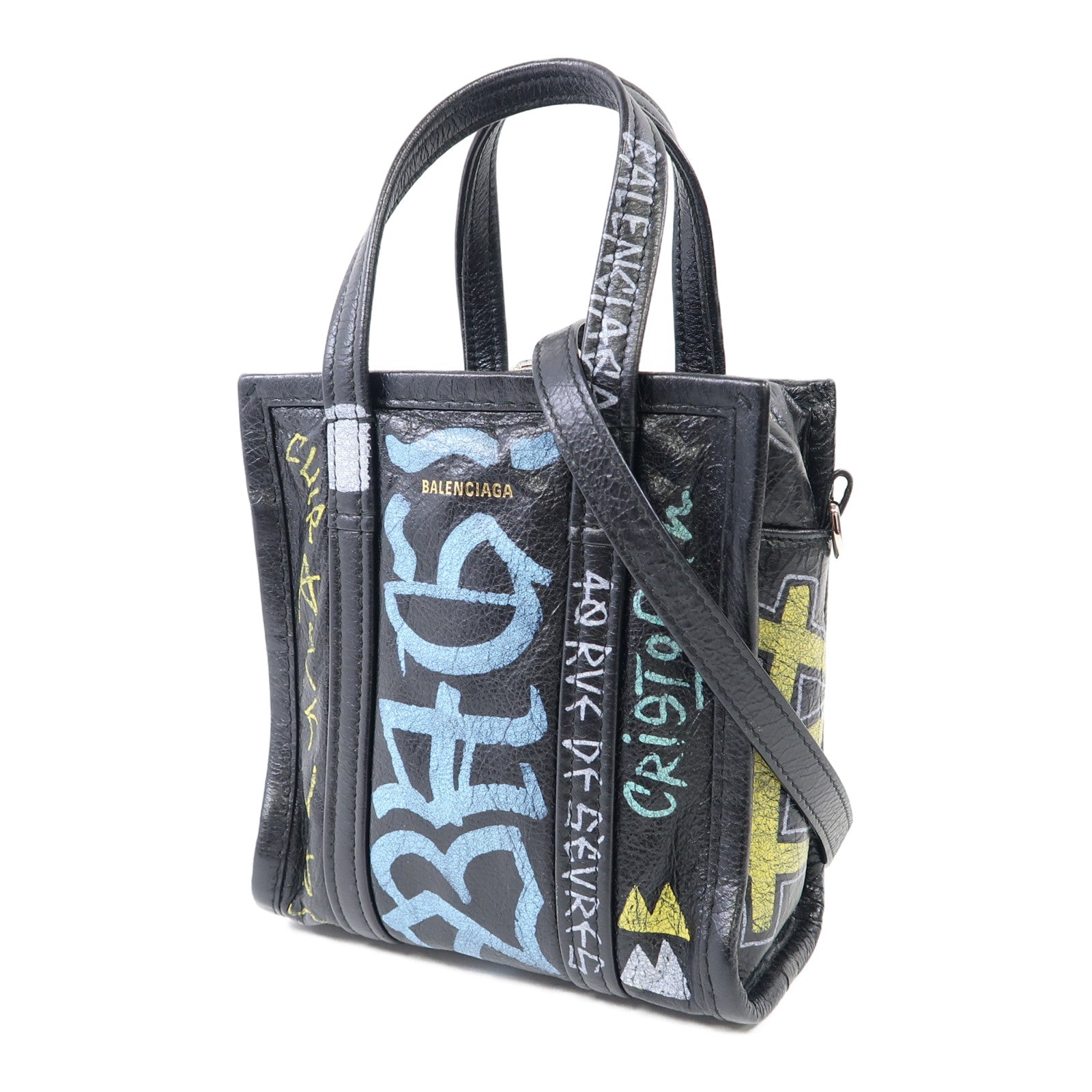 BALENCIAGA 牛皮皮革Shoulder Bag銀扣手挽肩背兩用袋黑色