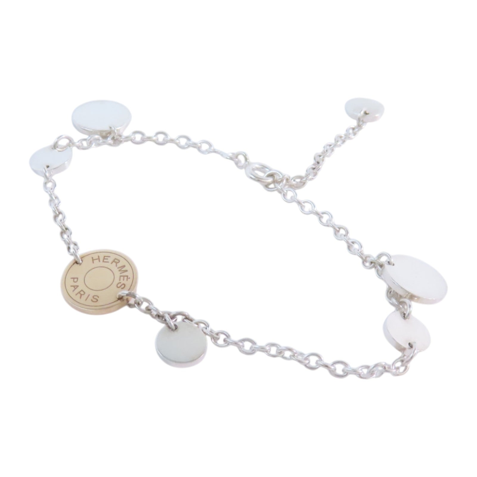 HERMES 18K玫瑰金/925純銀Confett Bracelet銀扣手鏈