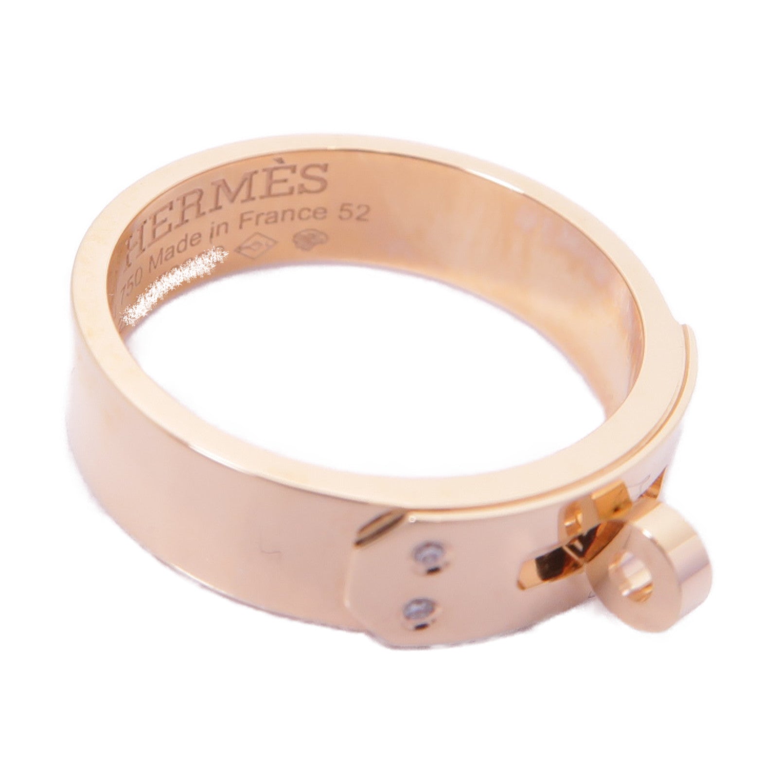 HERMES 18K玫瑰金Bague Kelly PM戒指Hermes#52 US#6