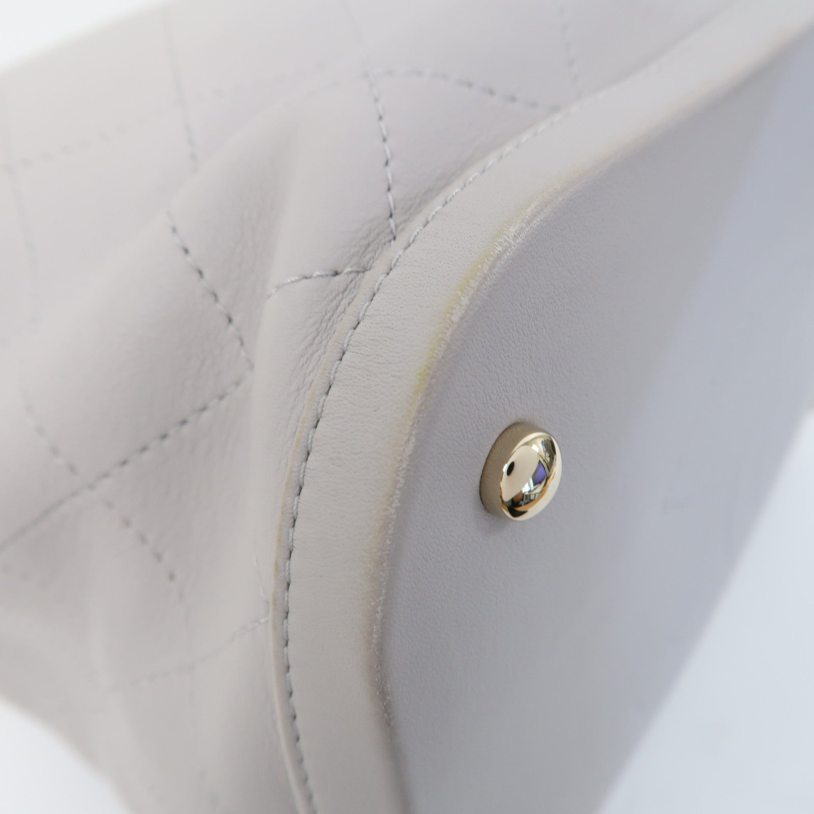 CHANEL 菱格羊皮皮革Chain Shoulder金扣手挽鏈帶肩背兩用袋灰色
