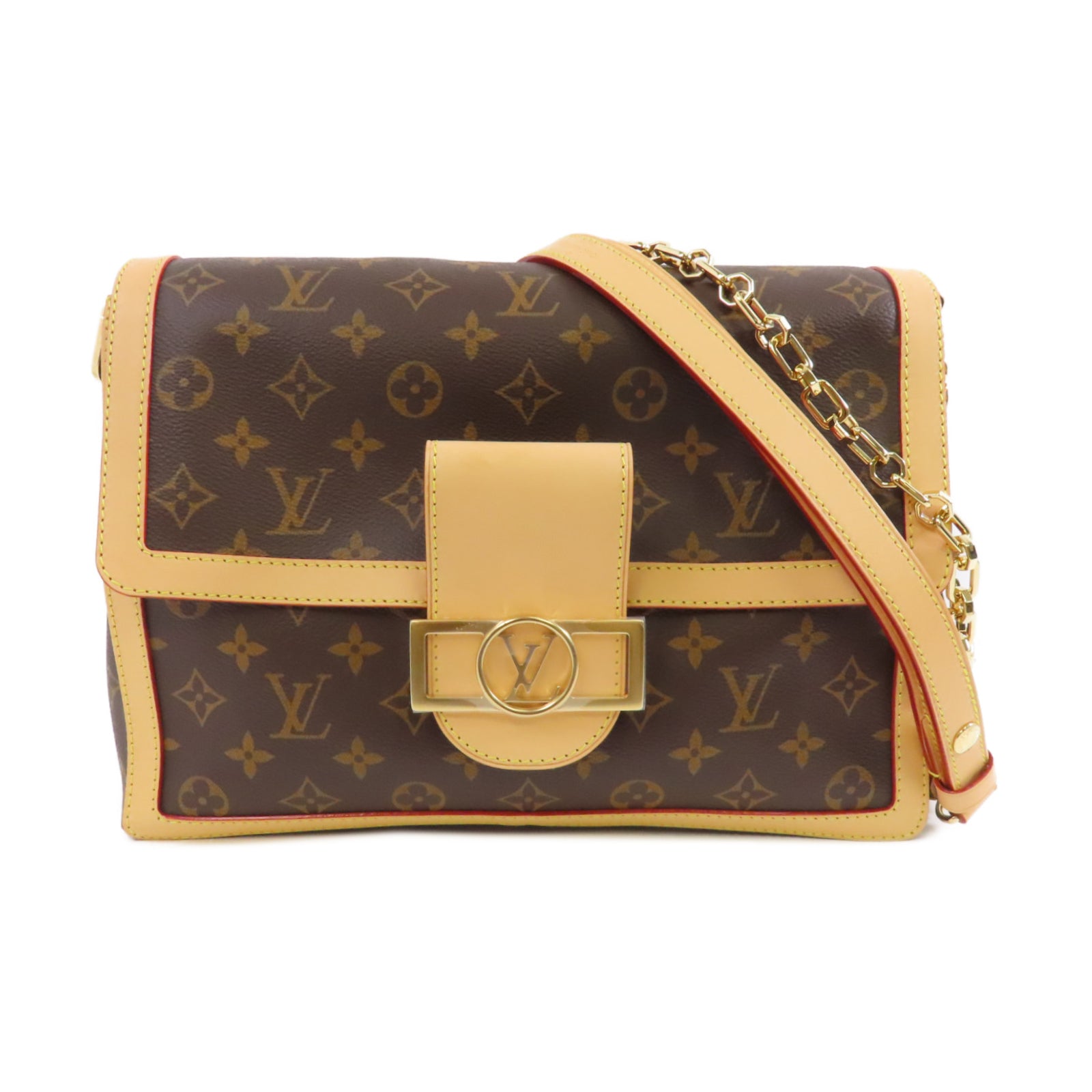 LOUIS VUITTON 【激減優惠】Monogram Dauphine Soft GM金扣手挽肩背兩用袋棕色