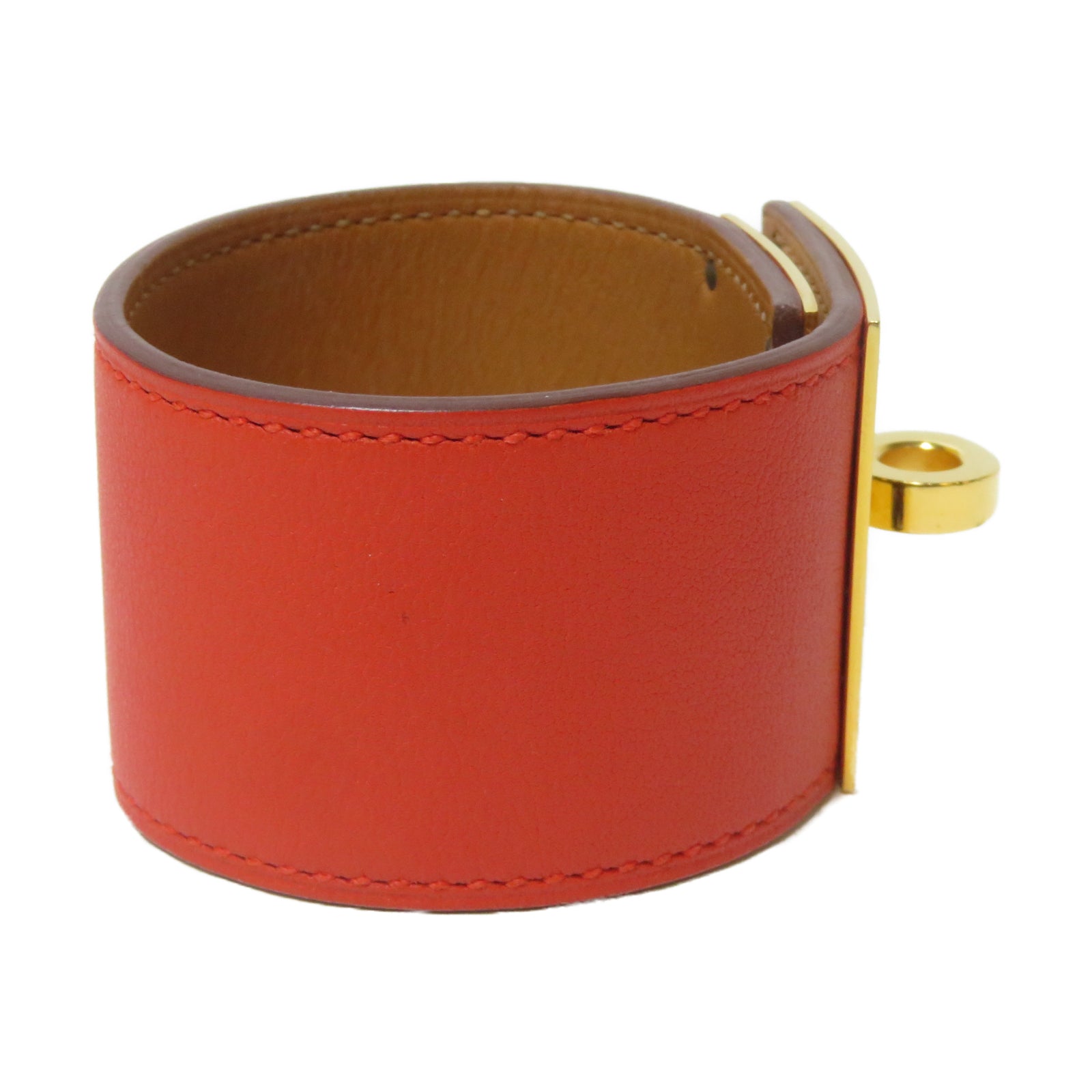 HERMES 【激減優惠】Swift皮革Kelly Dog Bracelet金扣手鐲橙色