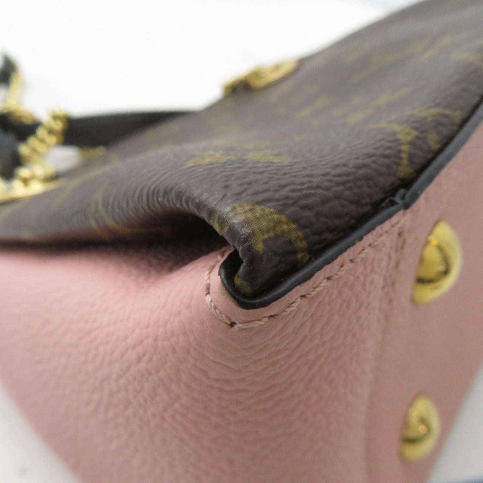 LOUIS VUITTON Monogram Surene BB金扣鏈帶肩背袋啡色/粉紅色