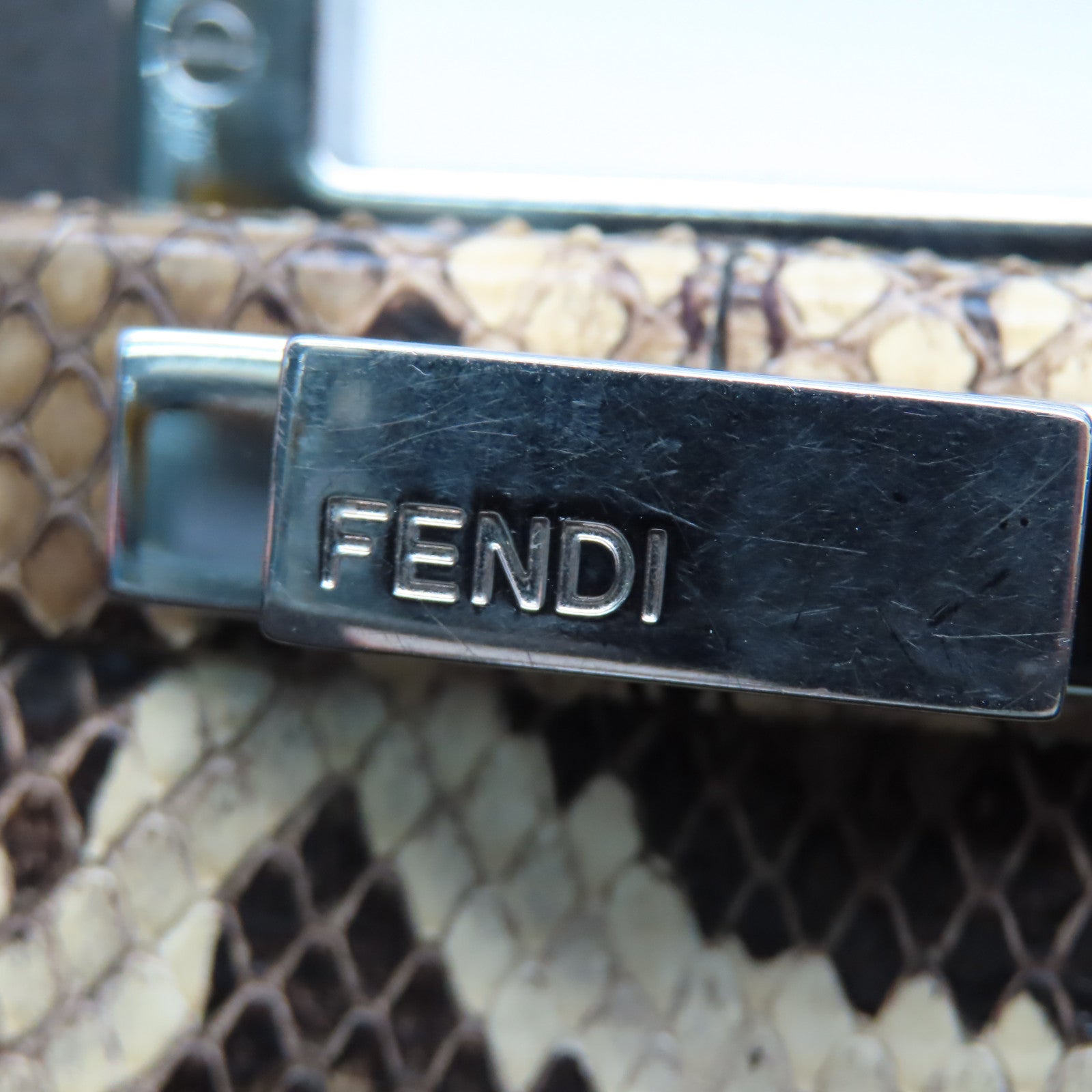 FENDI 【激減優惠】蛇皮皮革/牛皮皮革PeekBoo銀扣手挽肩背兩用袋