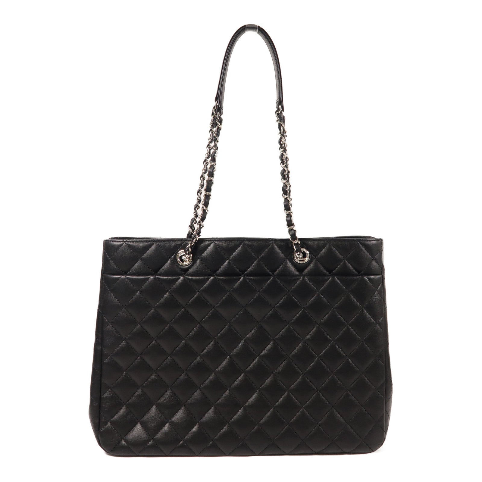 CHANEL 羊皮皮革Chain Shoulder銀扣鏈帶肩背袋