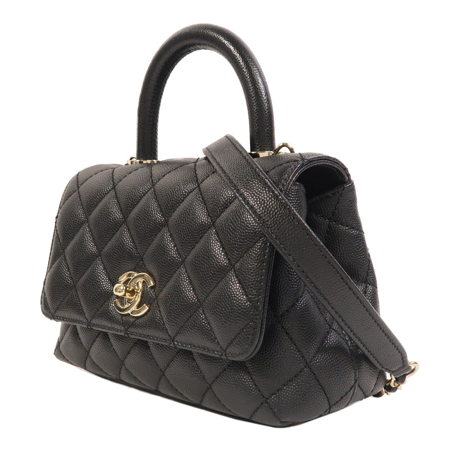CHANEL 牛皮皮革Mini Coco Handle金扣手挽肩背兩用袋