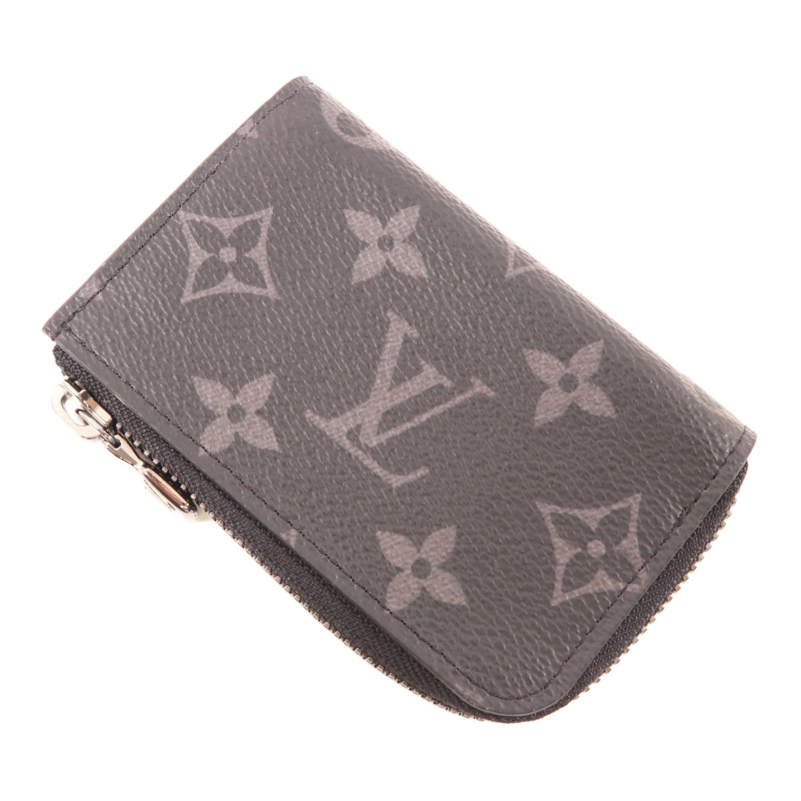 LOUIS VUITTON Monogram Eclipse Porte Monnaie Jour銀扣零錢包黑色