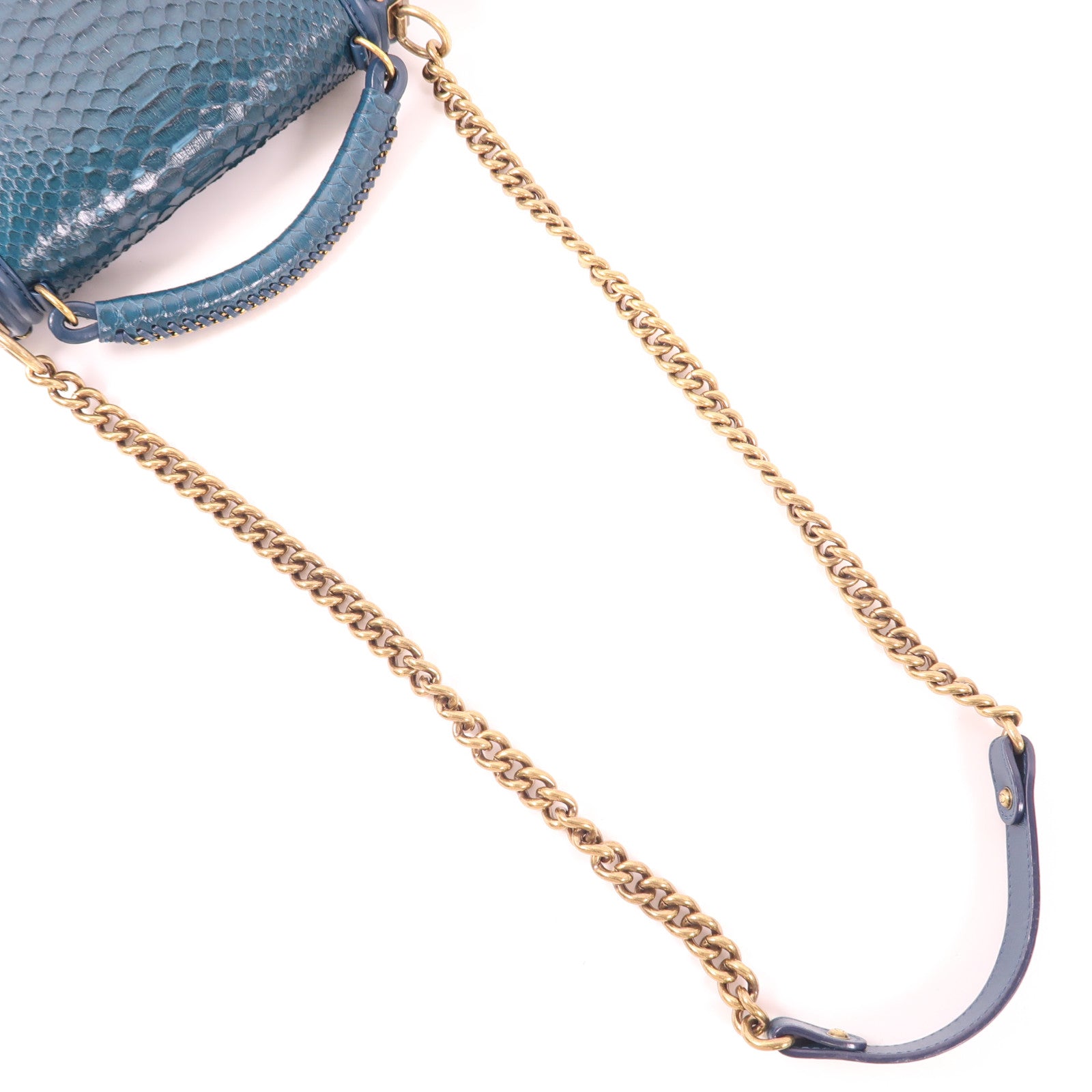 CHANEL 蛇皮皮革Boy 25金扣手挽肩背兩用袋