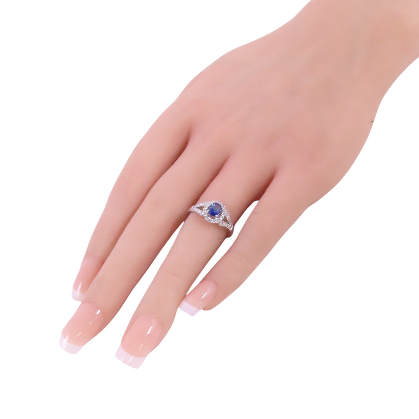 JEWELRY 【激減優惠】18K白金/藍寶石/鑽石Sapphire Diamond Ring戒指US#5.5