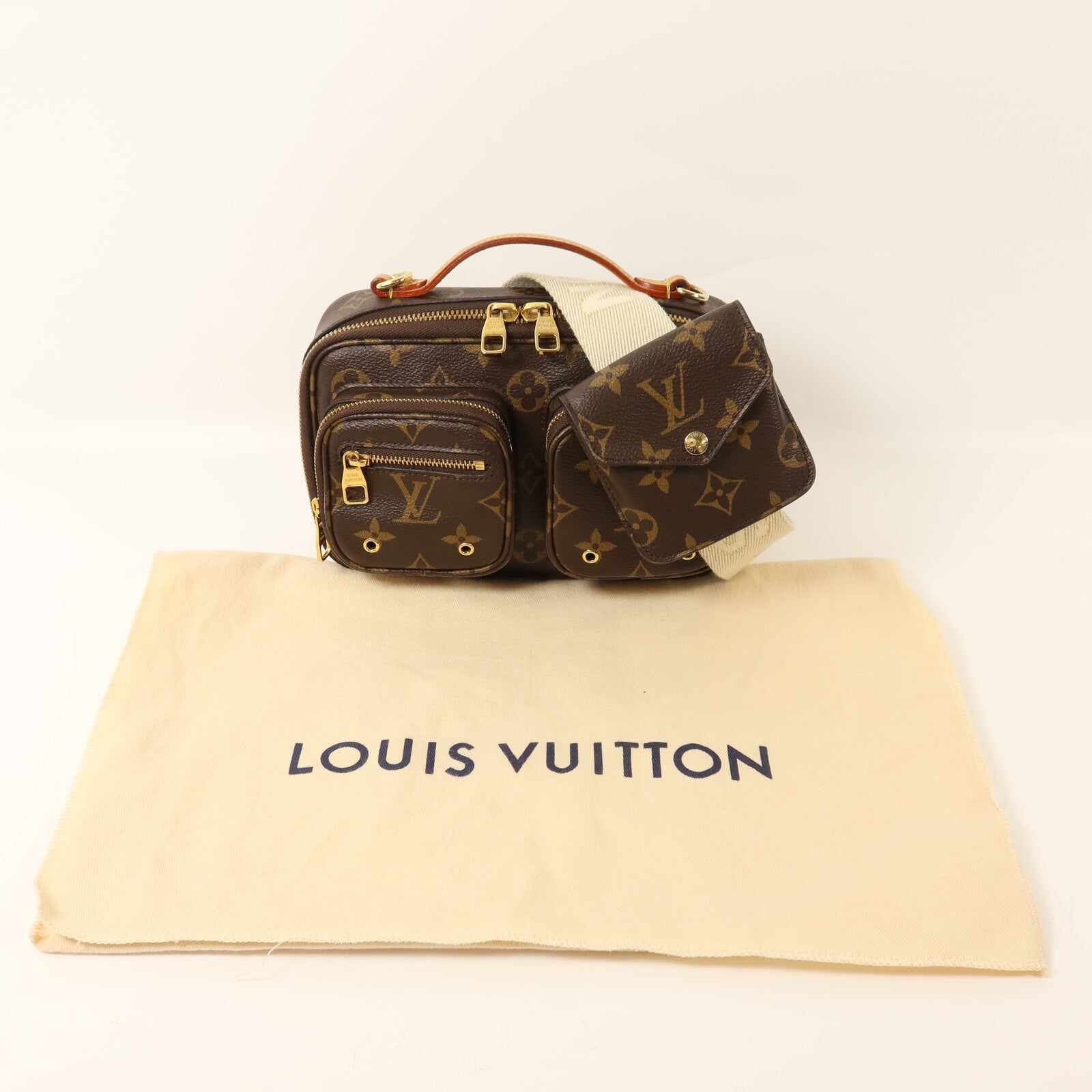 LOUIS VUITTON Monogram Utility金扣手挽肩背兩用袋