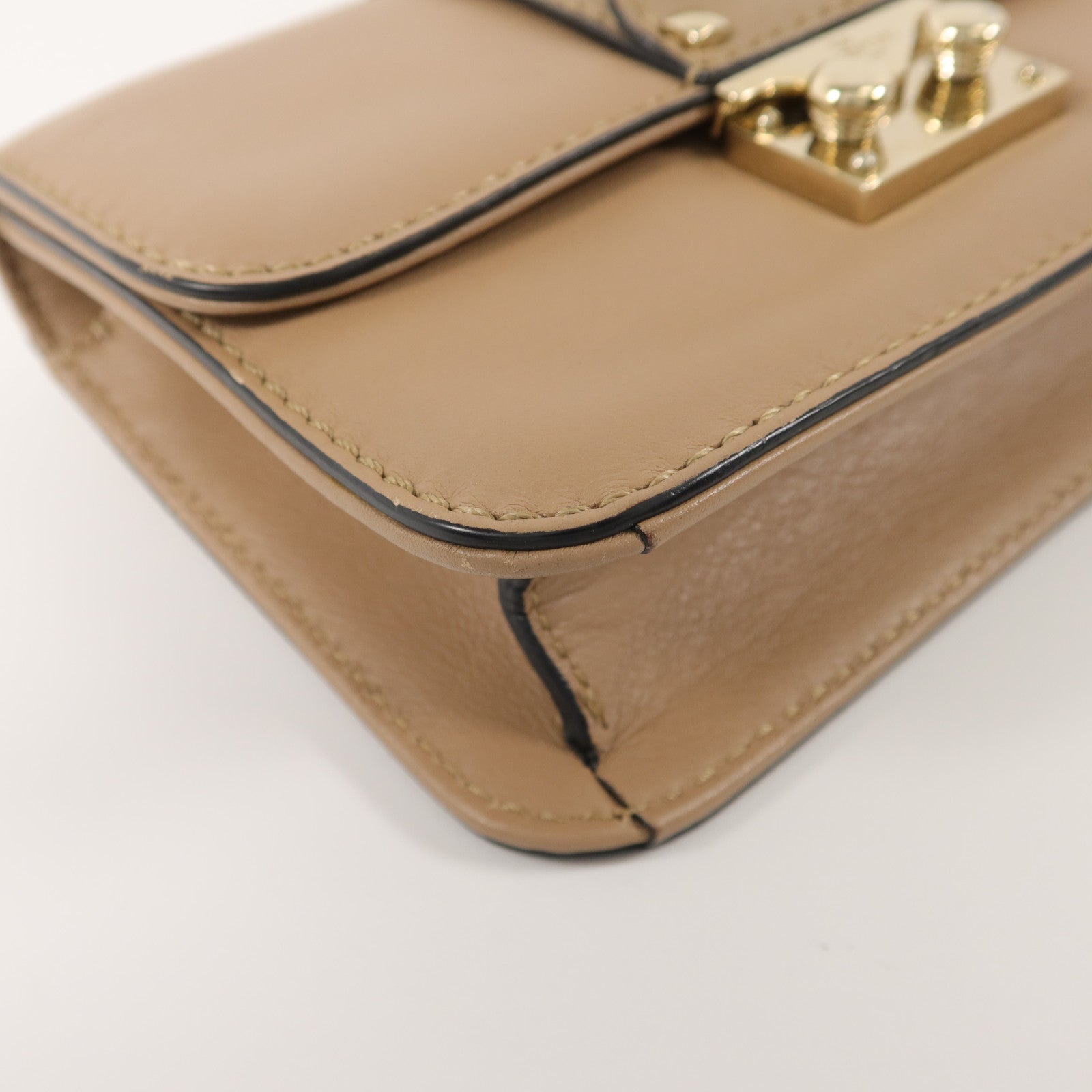 Valentino 牛皮皮革Rockstud Glam Lock Flap Bag鏈帶肩背袋