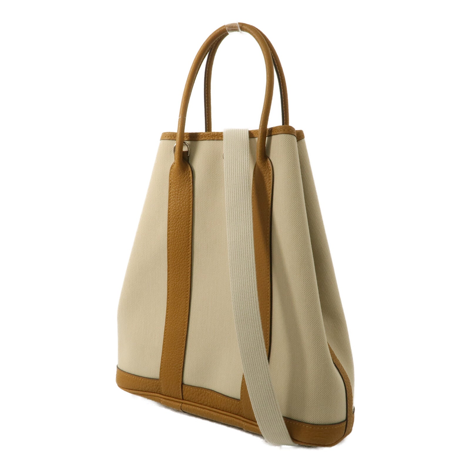 HERMES 帆布Garden File 28手挽肩背兩用袋Sesame