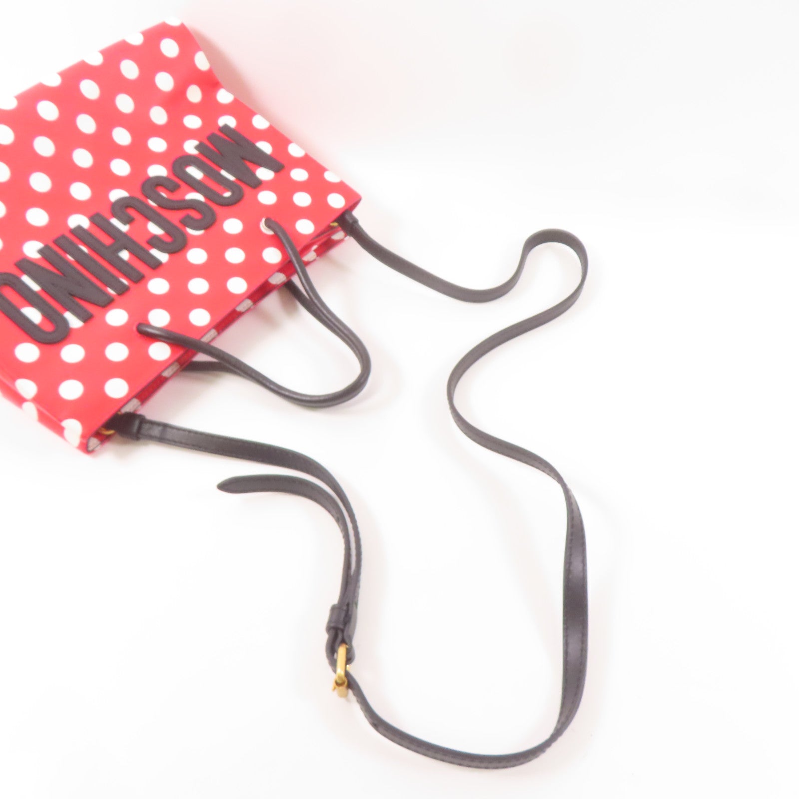 MOSCHINO 牛皮皮革Tote Bag手挽肩背兩用袋紅色/白色