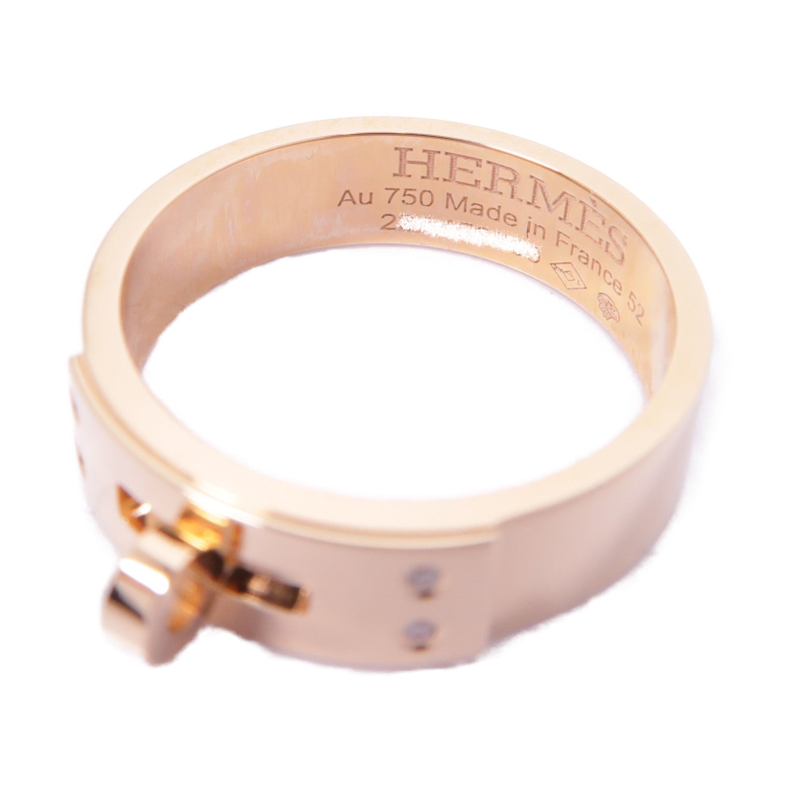 HERMES 18K玫瑰金Bague Kelly PM戒指Hermes#52 US#6