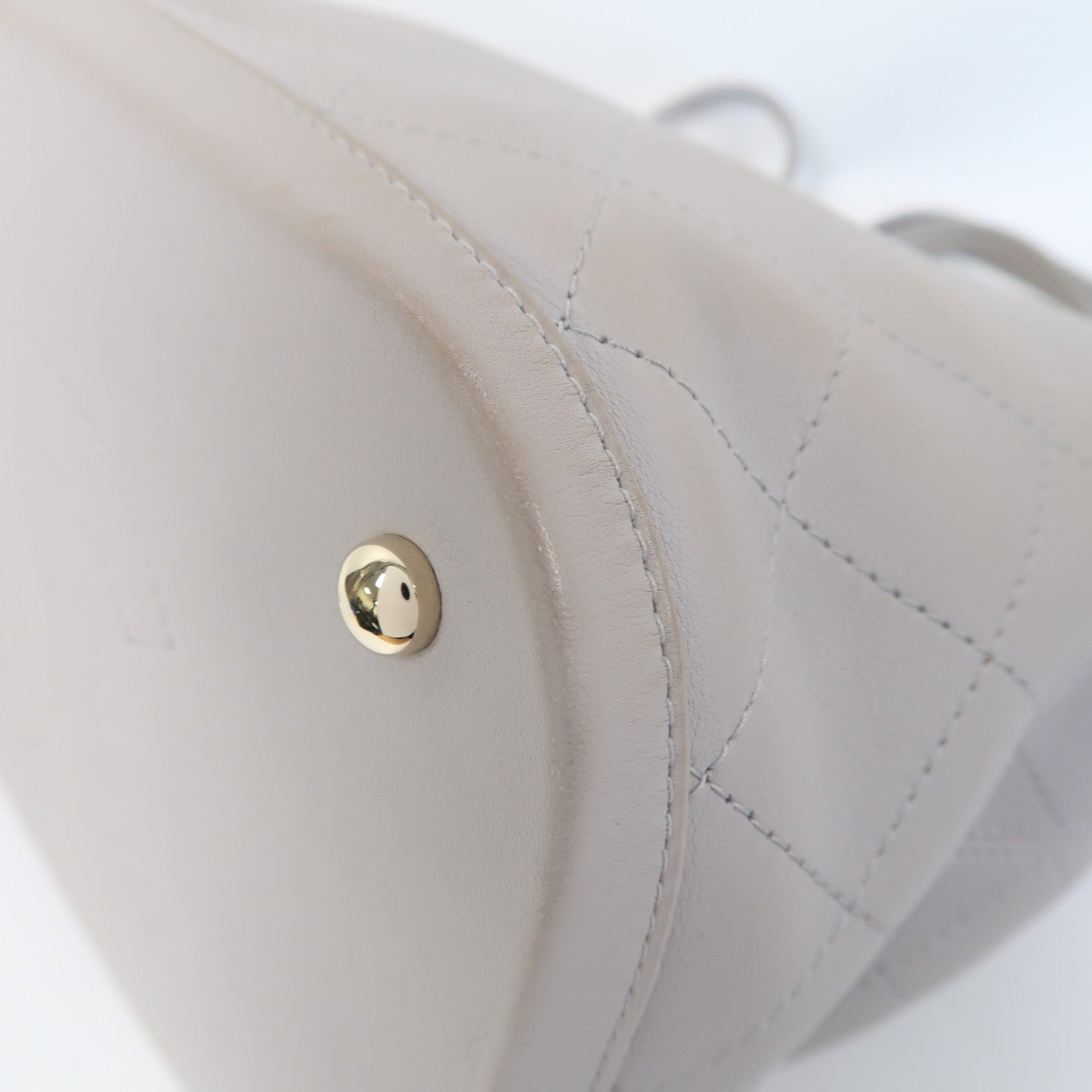 CHANEL 菱格羊皮皮革Chain Shoulder金扣手挽鏈帶肩背兩用袋灰色