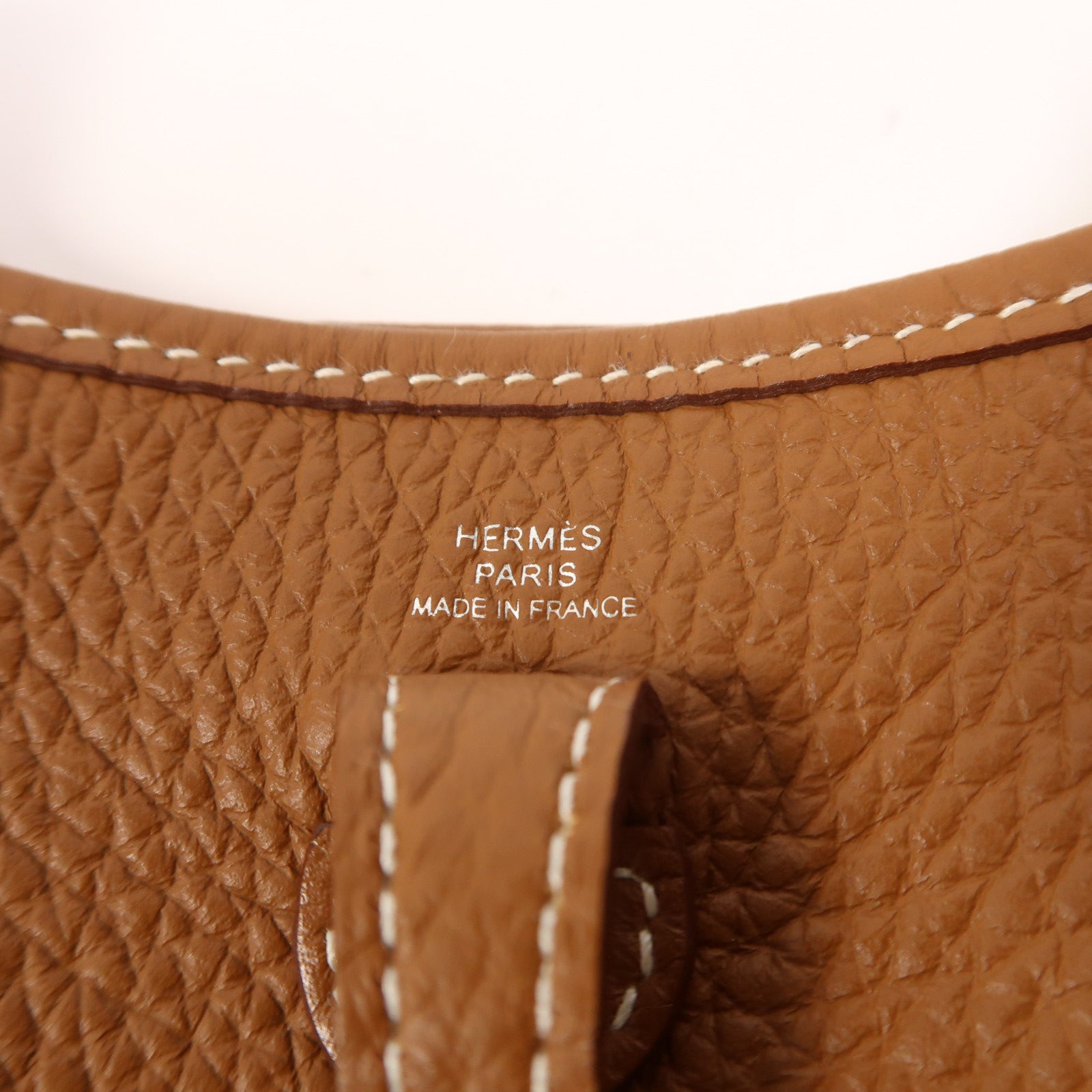 HERMES Clemence皮革Evelyne TPM銀扣肩背袋Gold