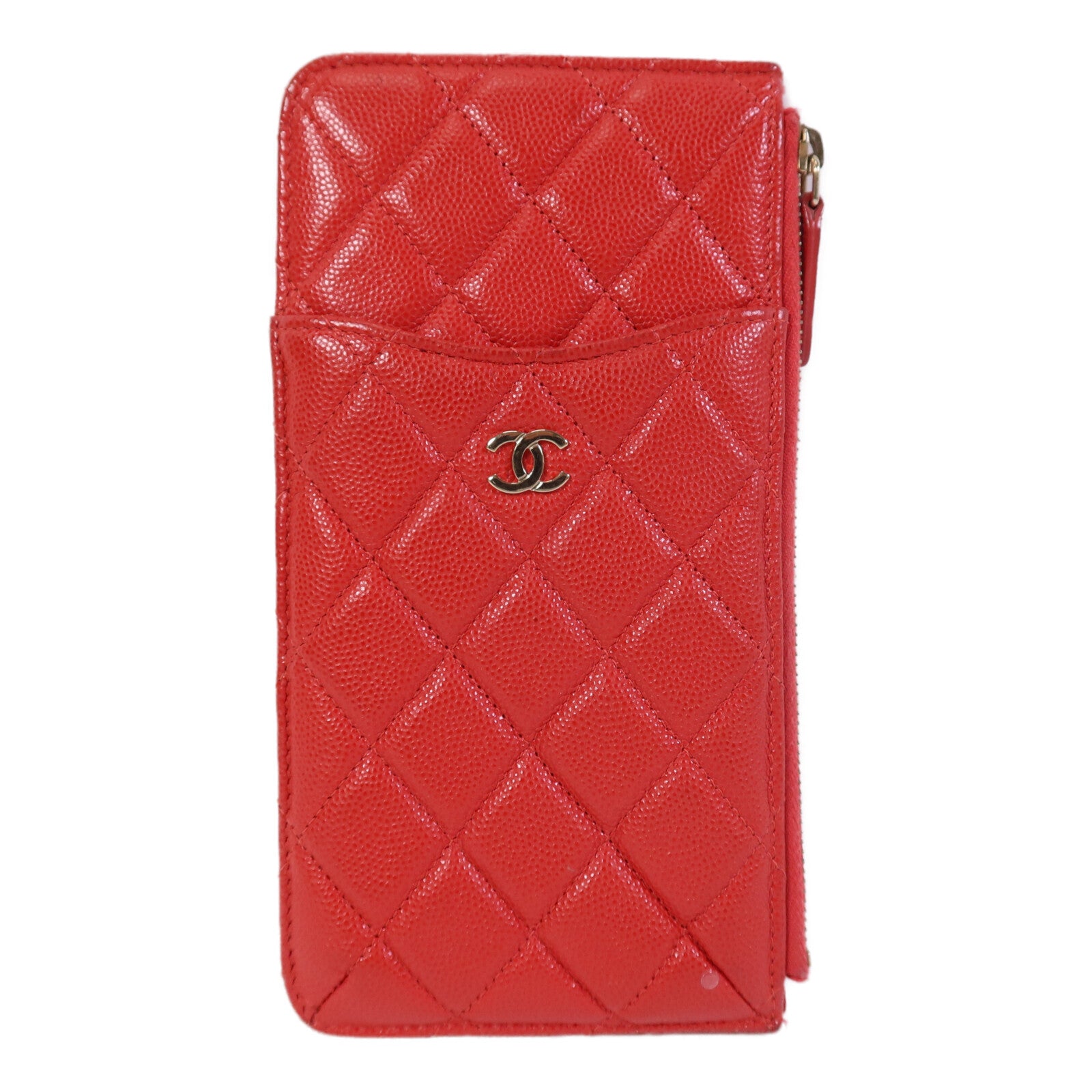 CHANEL 【激減優惠】牛皮皮革Phone Case金扣長錢包