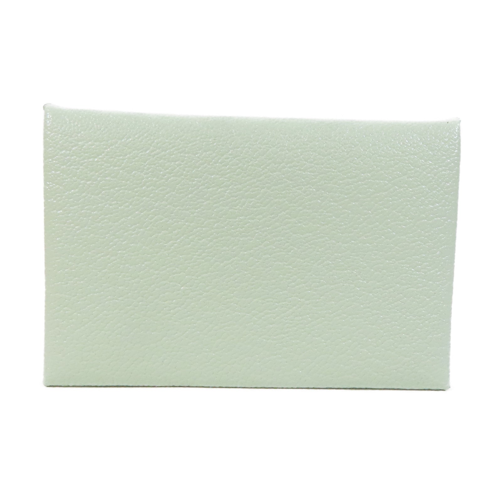 HERMES Chevre皮革Calvi Card銀扣卡片套Vert Fizzl/Menthe綠色