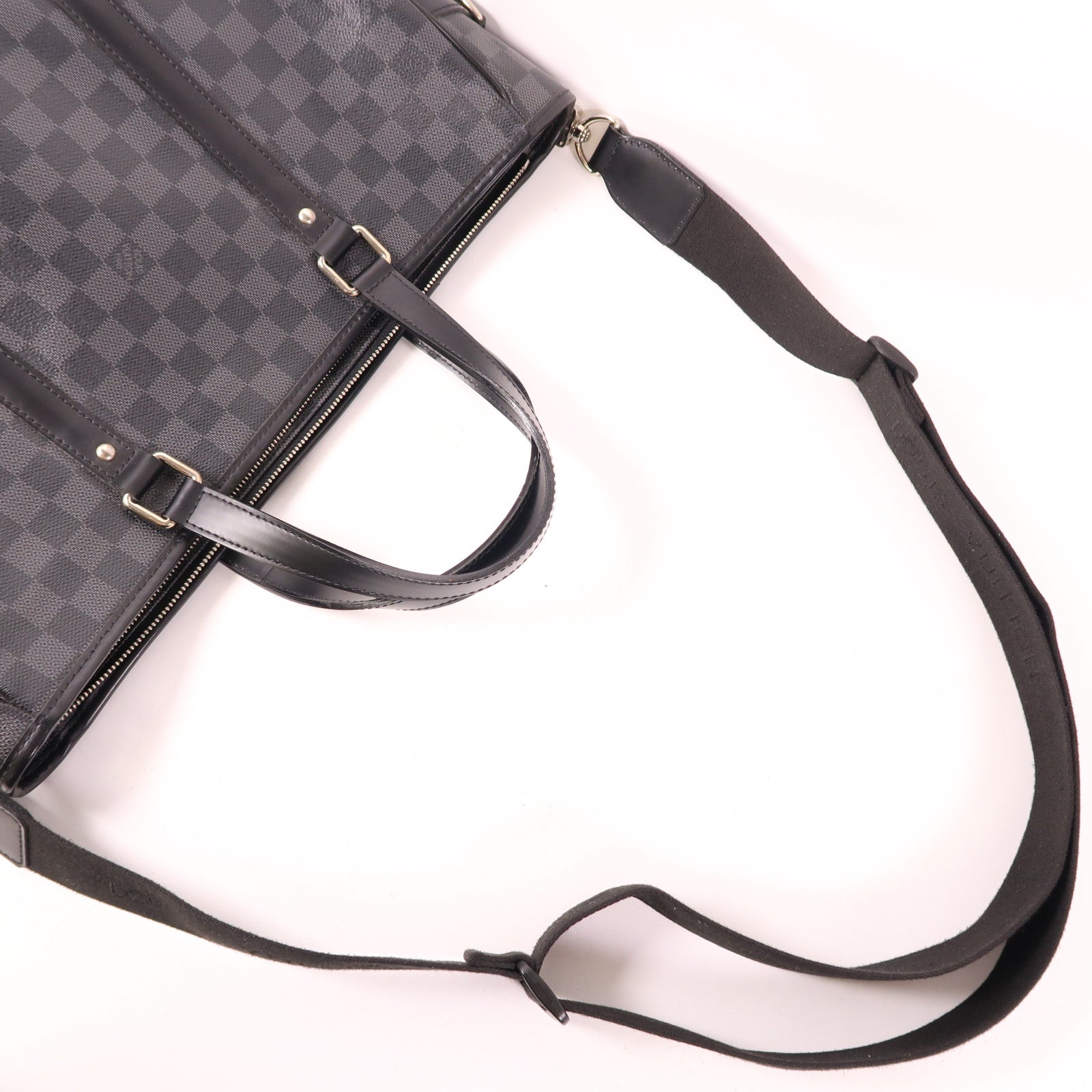LOUIS VUITTON Damier Graphite Tadao MM銀扣手挽肩背兩用袋